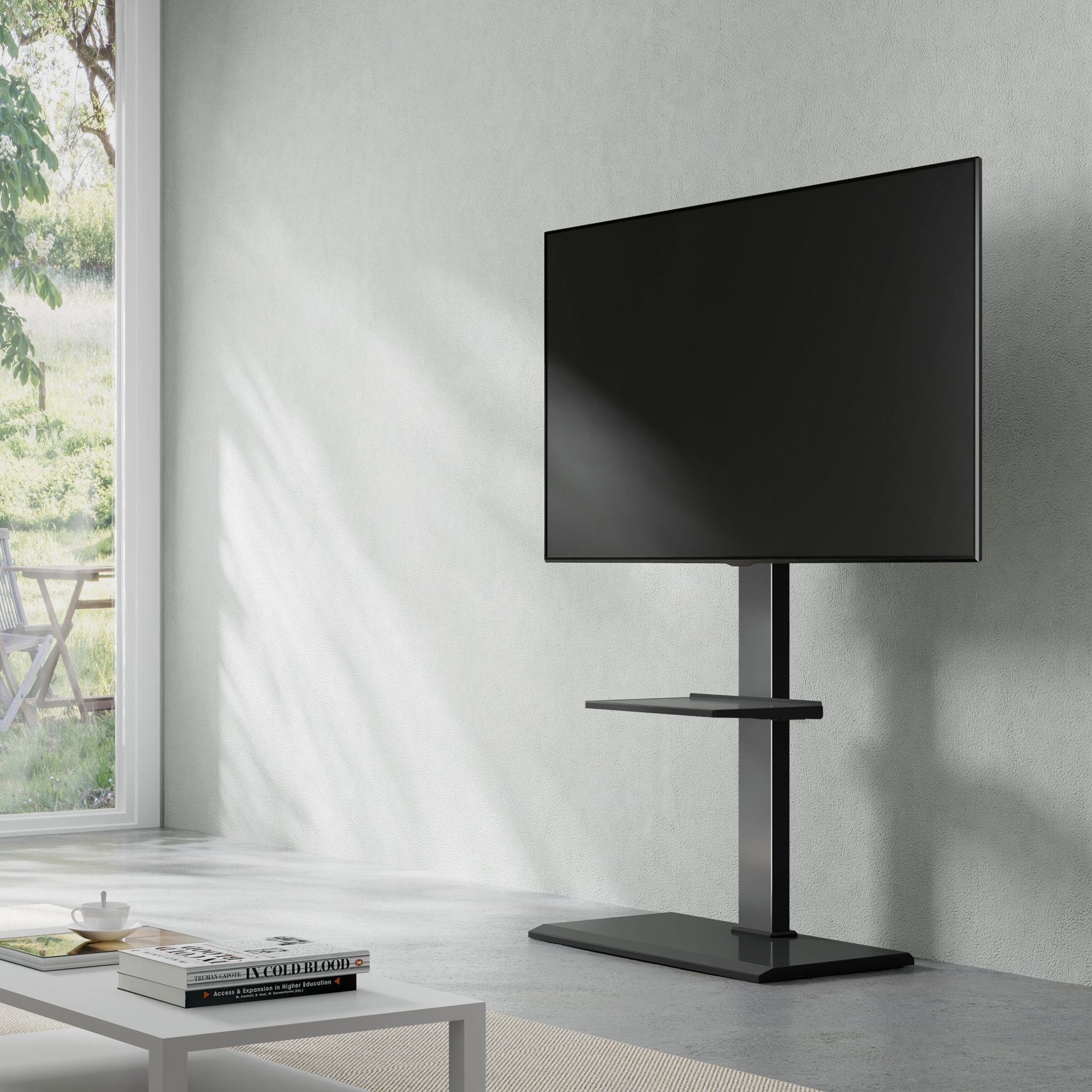 FITUEYES TV Ständer mit Halterung TV Schrank aus Holz TV Standfuß für Fernseher 32-65 Zoll,höhenverstellbar von 1098-1314 mm,schwenkbar ±20 °C,bis zu 30kg,Max.VESA 600*400