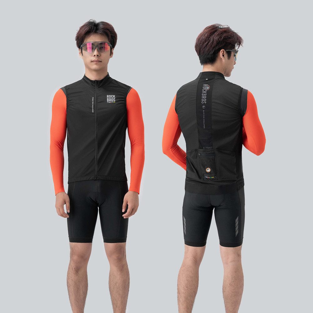 ROCKBROS Funktionsweste Radweste Sportweste (Spar-Set, 1-tlg) atmungsaktiv, reflektierend, 3 Rücktaschen