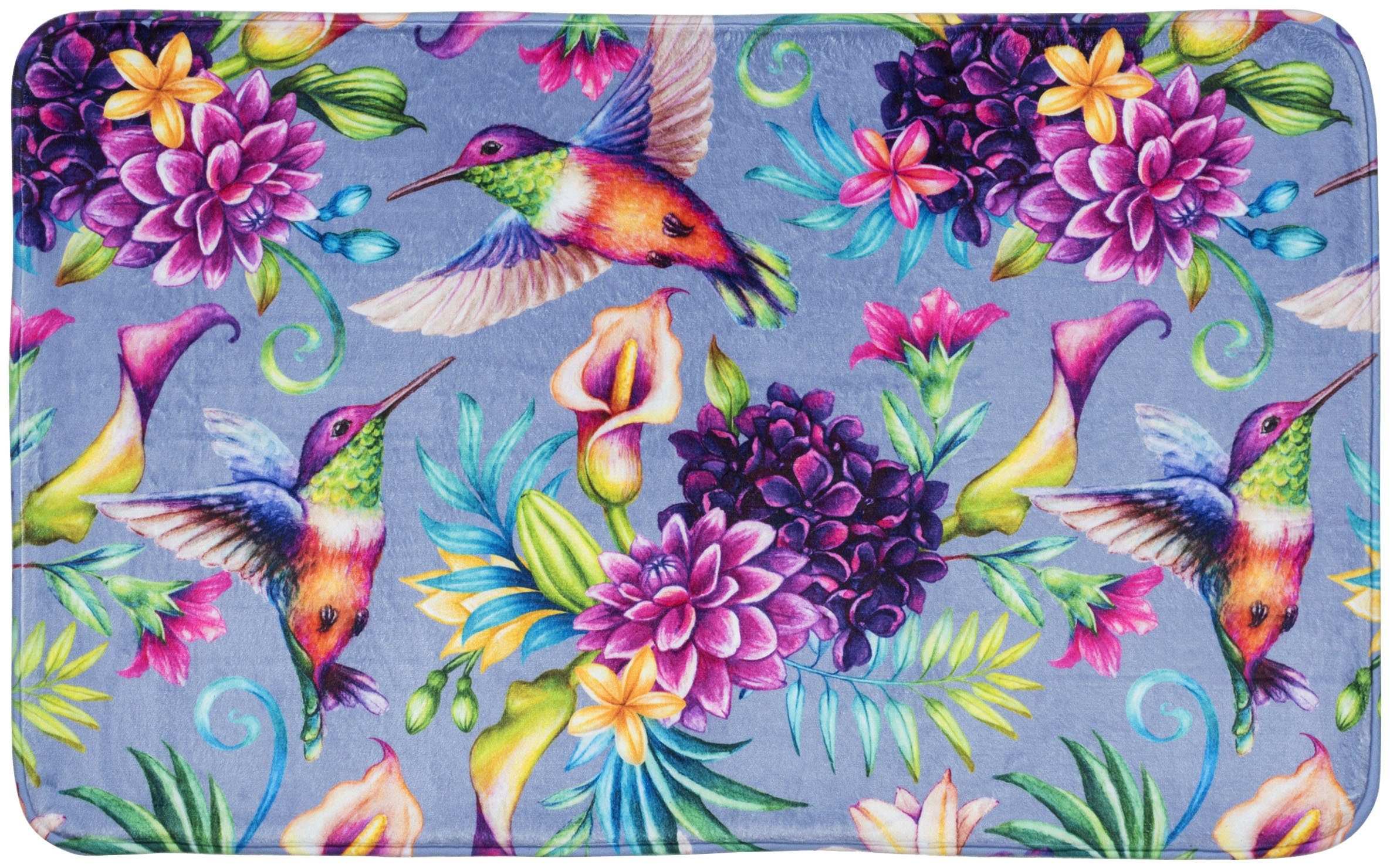 Sanilo Schaum-Badematte Kolibri, Höhe 15 mm, Memory Schaum, rutschhemmend beschichtet, fußbodenheizungsgeeignet, schnell trocknend, strapazierfähig, rechteckig, super weich, kräftige Farben, rutschhemmend, waschbar