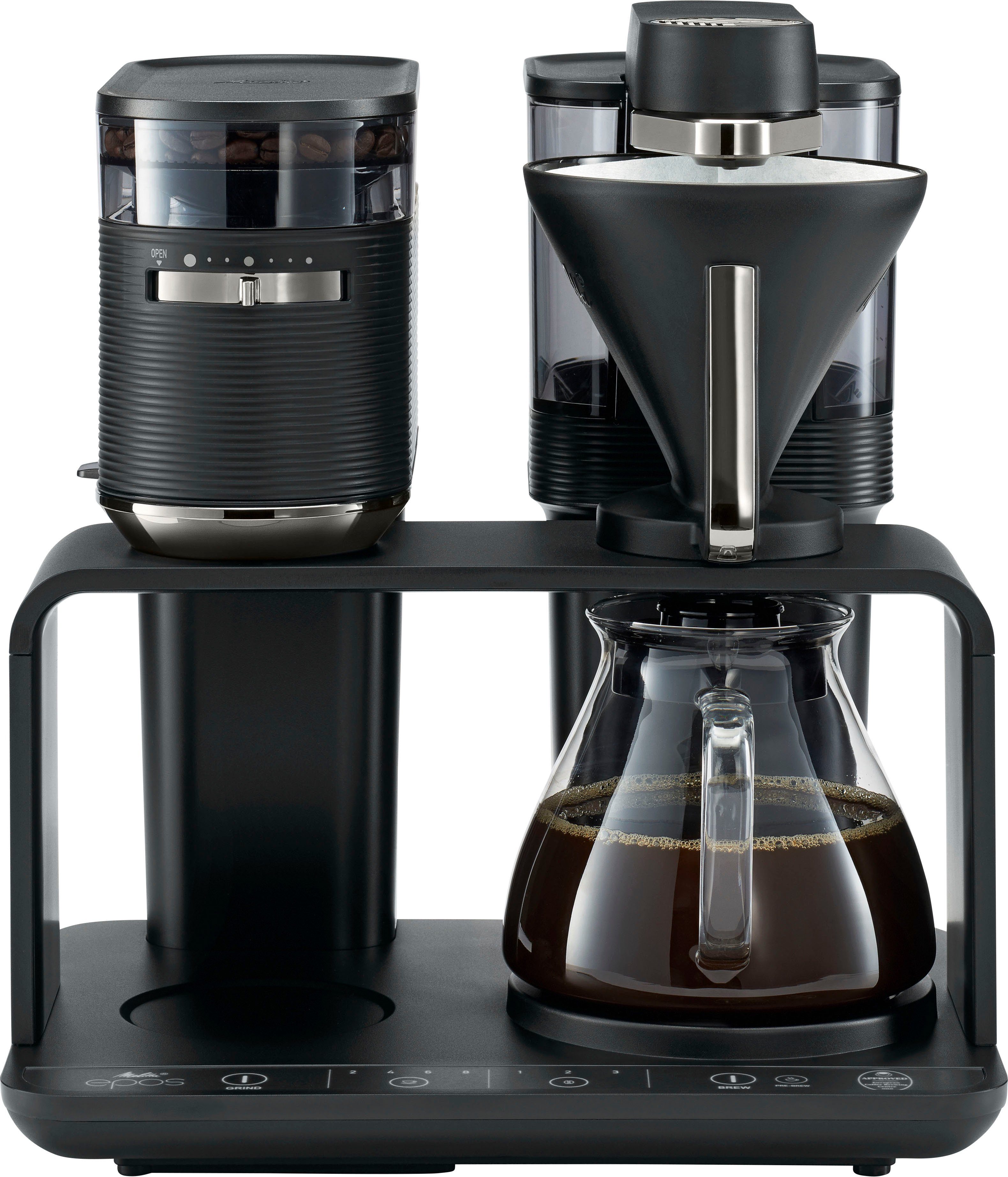 Melitta Kaffeemaschine mit Mahlwerk EPOS® 1024-03, 1l Kaffeekanne, Papierfilter 1x4, 360°rotierender Wasserauslauf