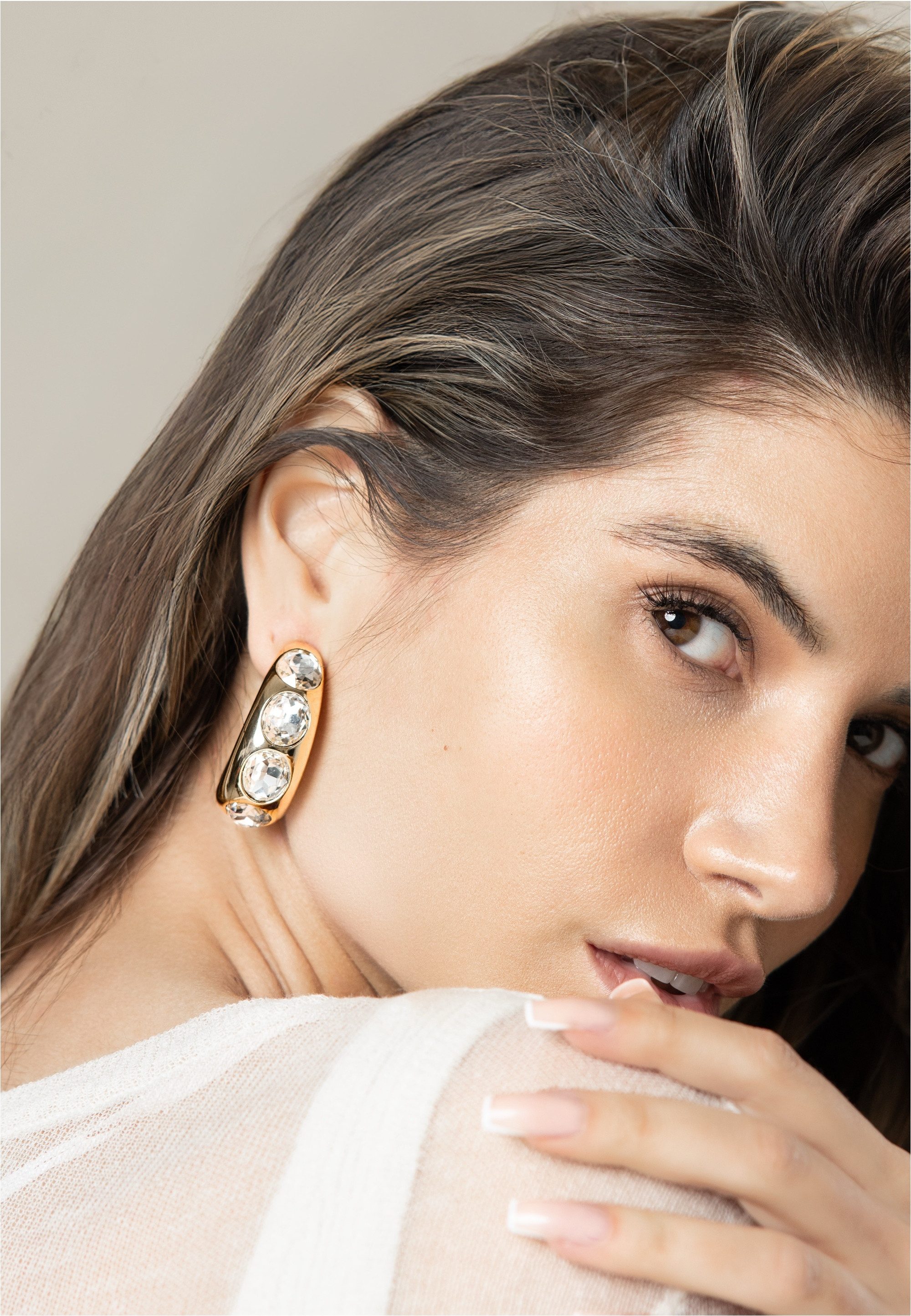 FILIPPA FIRENZE Paar Ohrclips Venice Ice, mit funkelnden Kristallen