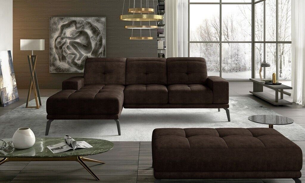 Ecksofa, Wohnlandschaft Ecksofa Polster Textil Garnitur JVmoebel Braun Designer Couch Sofa