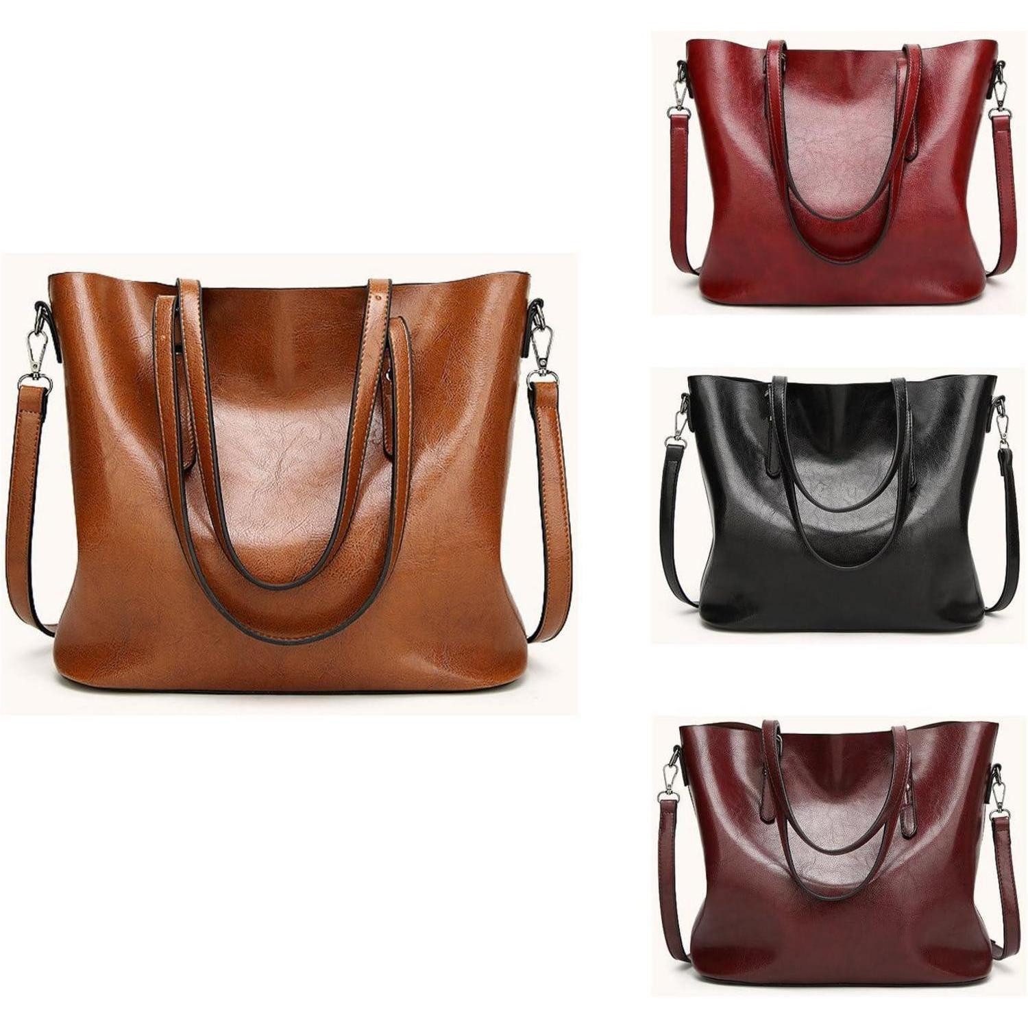 LuxusKollektion Shopper Damen Tote Shopper Schultertasche PU-Leder Schwarz