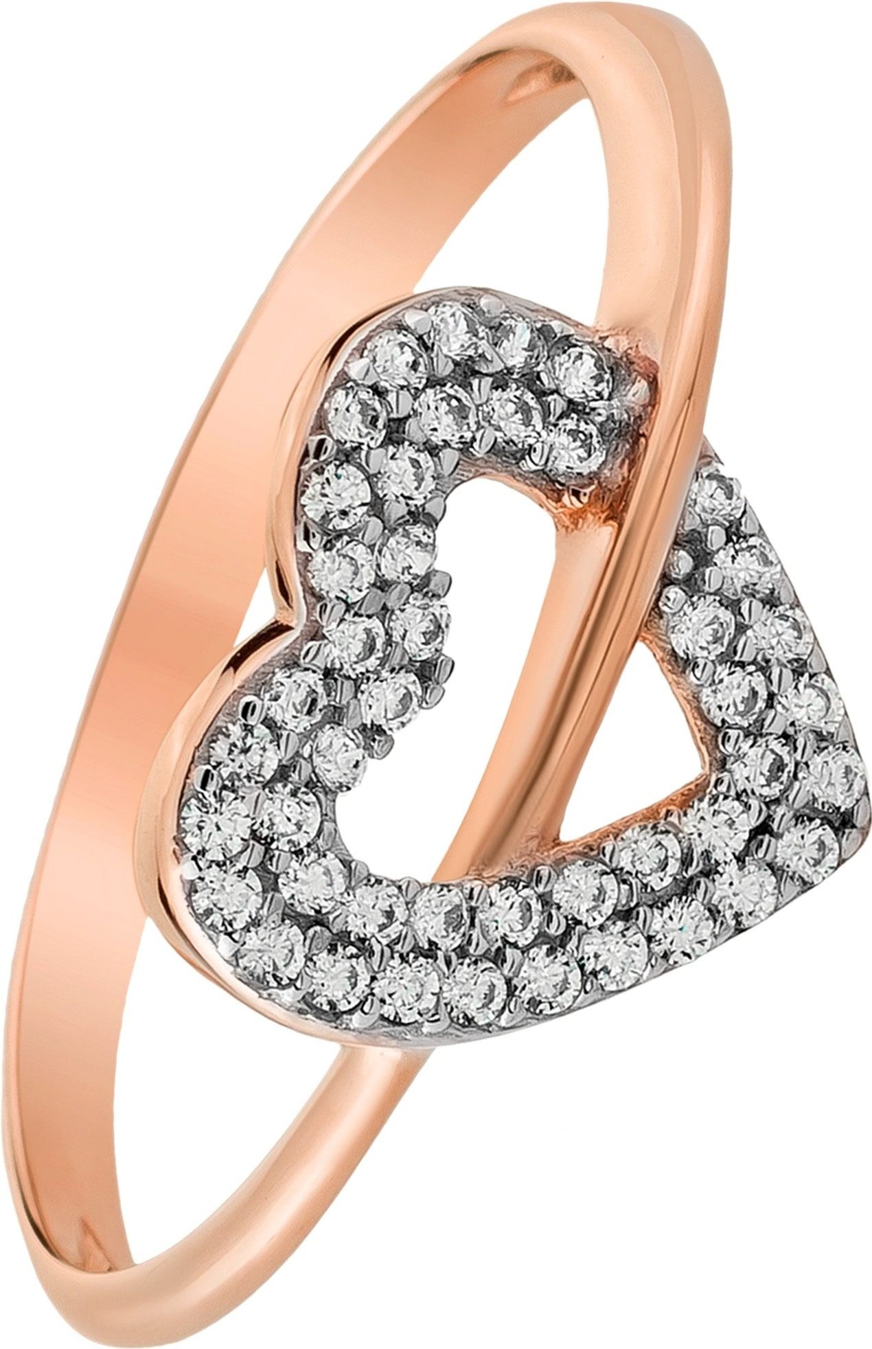 Balia Goldring Balia Damen Ring aus 333 Rosegold Herz (Fingerring), Damen Ring Herz, 58 (18,5), Gold 333, Farbe: weiß, rose
