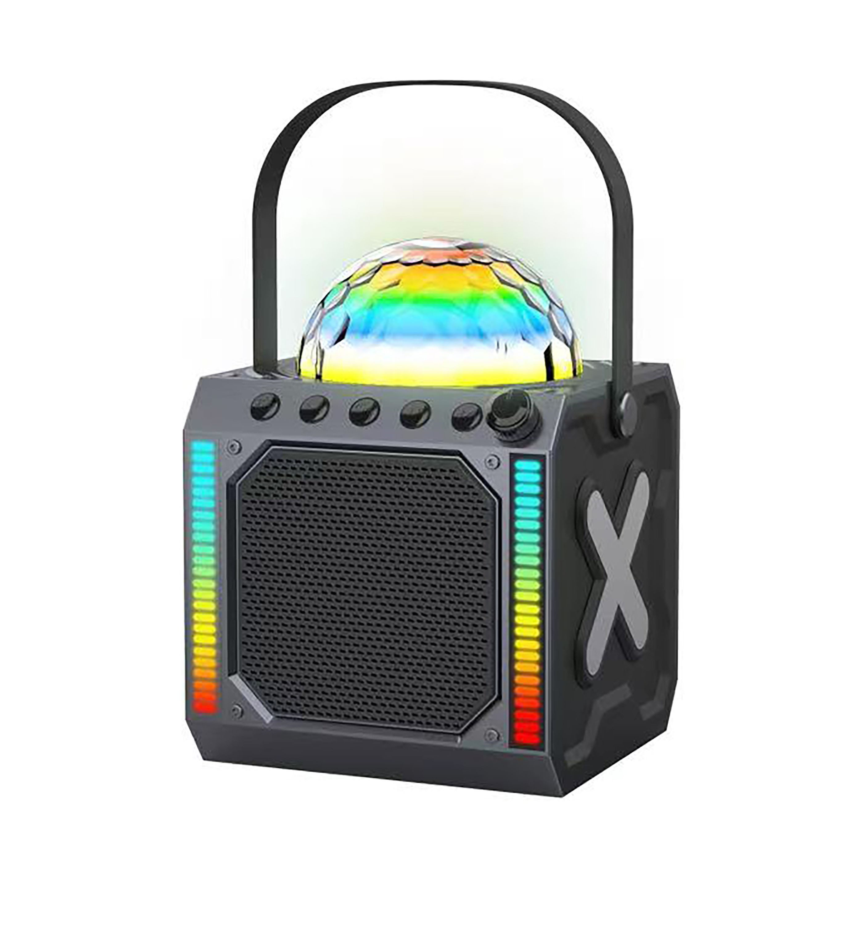 Denver BTM-618 Party-Lautsprecher (Bluetooth, 100 W, LED-Discolicht, Karaoke-Funktion mit Mikrofon, kompakte Bauweise)