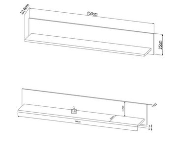 möbelando Wandboard PORTUM 070 Wandboard, BxHxT: 150x25x23,6 cm, in Dekor Flagstaff Eiche