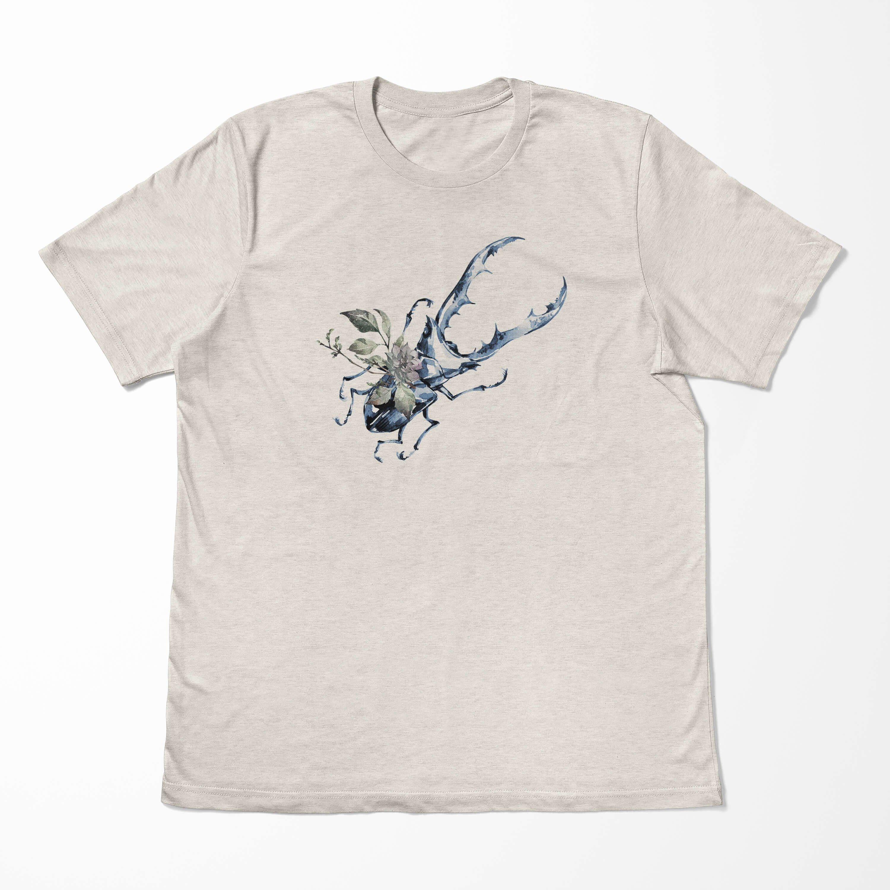 Nachhaltig Organic 100% Aquarell Bio-Baumwolle T-Shirt Herren Art Sinus Shirt Hirschkäfer (1-tlg) Motiv Farbe Ökomode T-Shirt