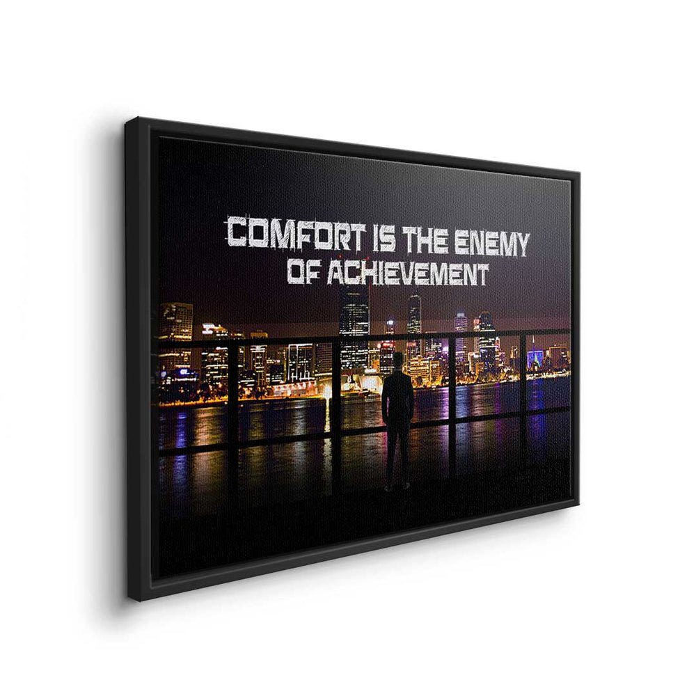 Comfort Leinwandbild - - Premium Achieve Enemy DOTCOMCANVAS® schwarzer of Rahmen ist Leinwandbild, Motivation the
