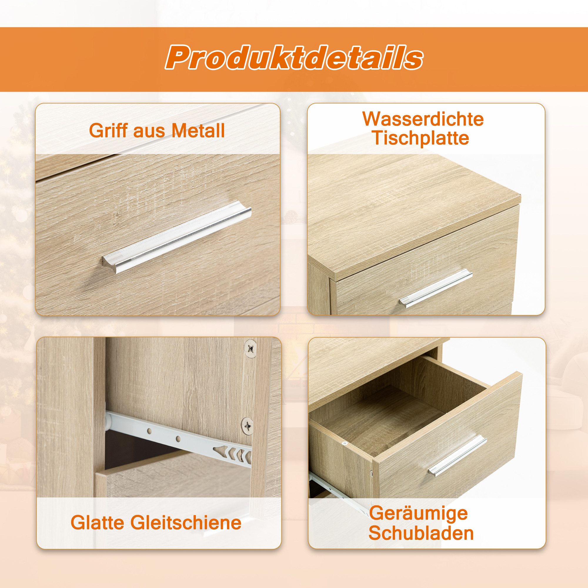 Thanaddo Nachttisch Nachttische, Nachtkommode mit Schubladen für Schlafzimmer