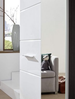Furn.Design Garderobenschrank Line (Flurschrank in weiß Hochglanz und Rauchsilber grau, 60 x 191 cm) viel Stauraum