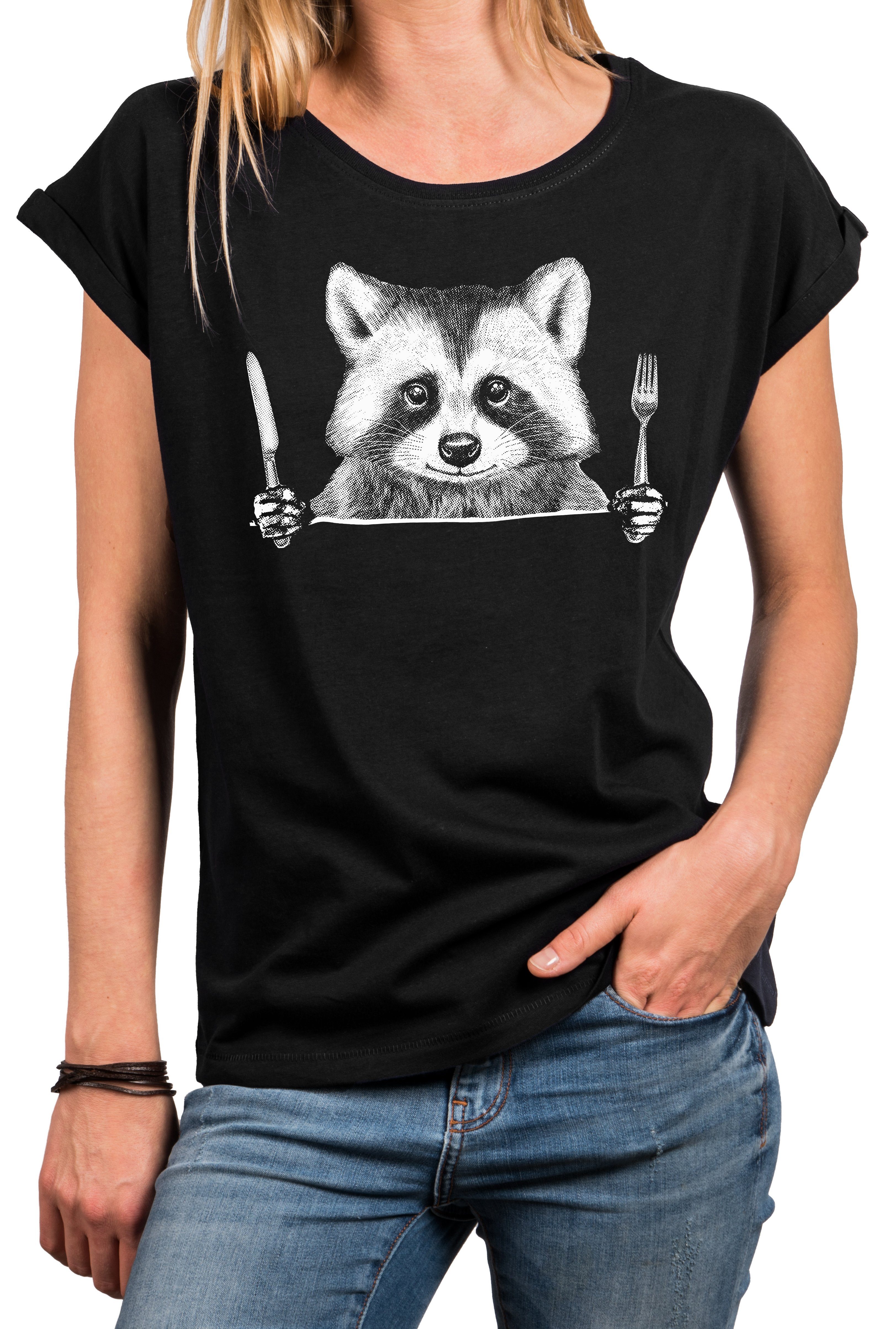 Print-Shirt Waschbär Cool Lustig Extravagant Ausgefallen Modische Sommer Oberteile