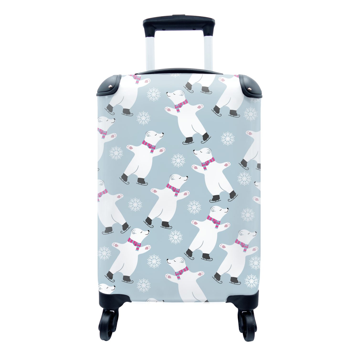 Reisetasche Handgepäck Reisekoffer Schlittschuhe - rollen, für Handgepäckkoffer Eisbär - Muster, mit 4 Ferien, MuchoWow Trolley, Rollen,