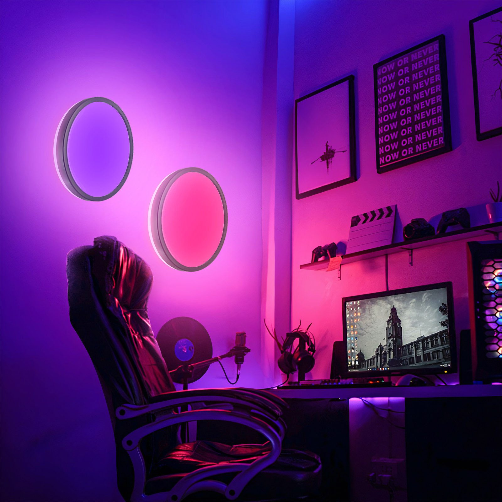 B.K.Licht Deckenleuchte LED Deckenlampe dimmbar Wohnzimmer Fernbedienung Backlight schwarz, Fernbedienung, LED fest integriert, 4000K - neutralweiß, RGB-Farbwechsler, RGBW Panel eckig 42x42cm flach 15W 1850lm 230V Memory Büro - BKL1553