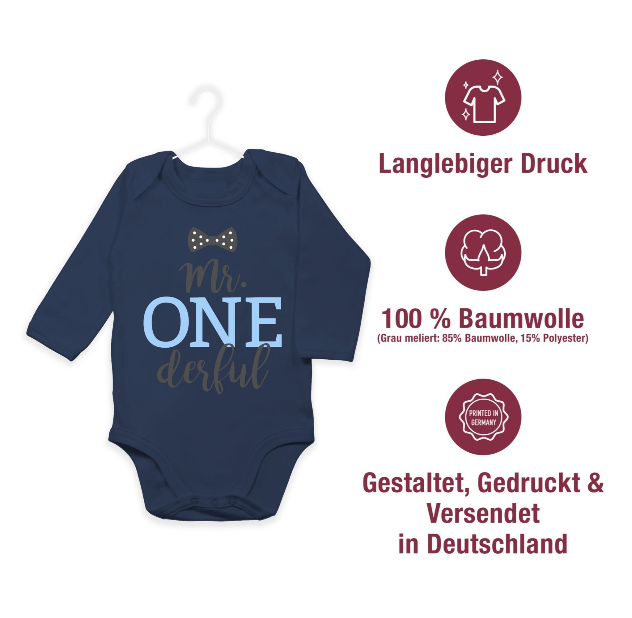 Shirtracer One Blau Geburtstag 2 Shirtbody Navy Mr. Derful 1.