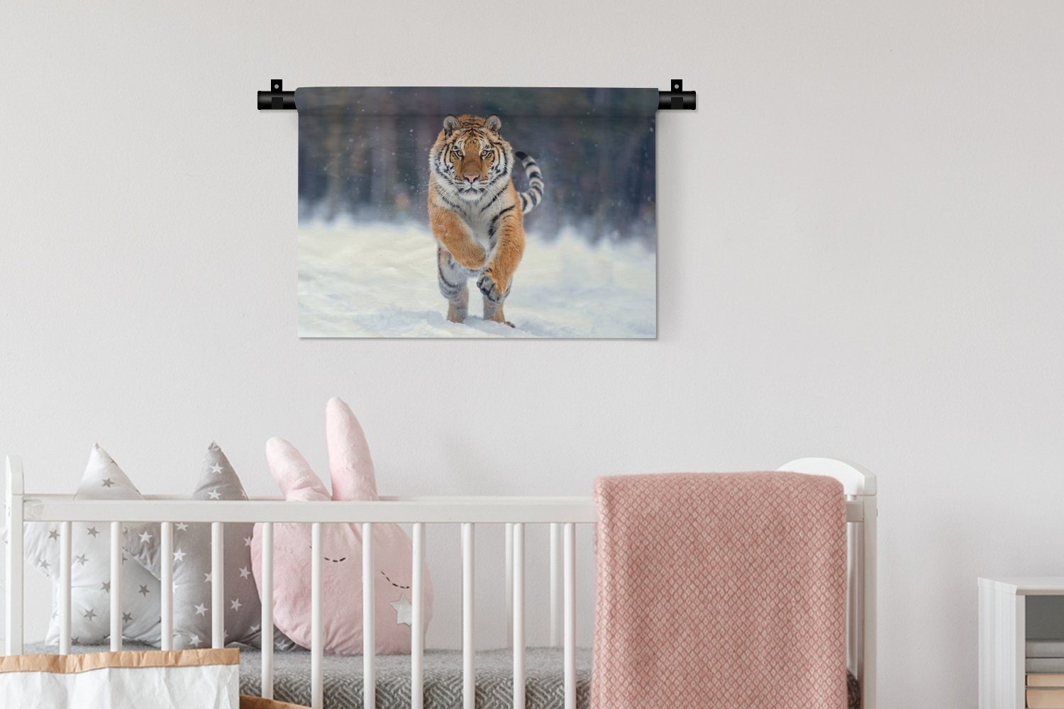 Wanddekoobjekt Schlafzimmer, Wanddeko - - Tiger Kleid, für Wandbehang, - Schnee Tiere, MuchoWow Kinderzimmer Landschaft Wohnzimmer,