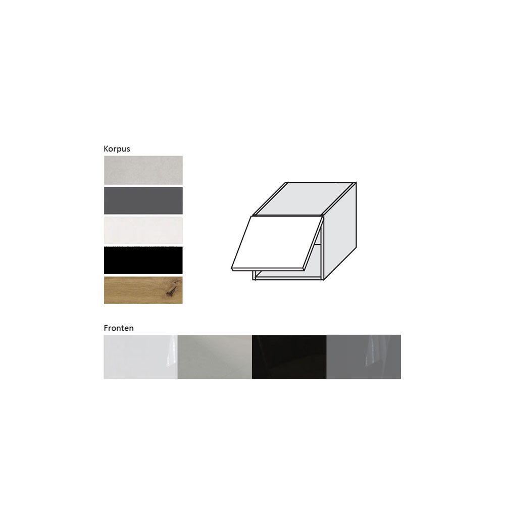 Feldmann-Wohnen Klapphängeschrank Essen (W4B/40, 1 Klappe, innen 1 Fach, 1-St., moderne Optik, Acrylfronten mit Glaseffekt) weiß / grau Hochglanz