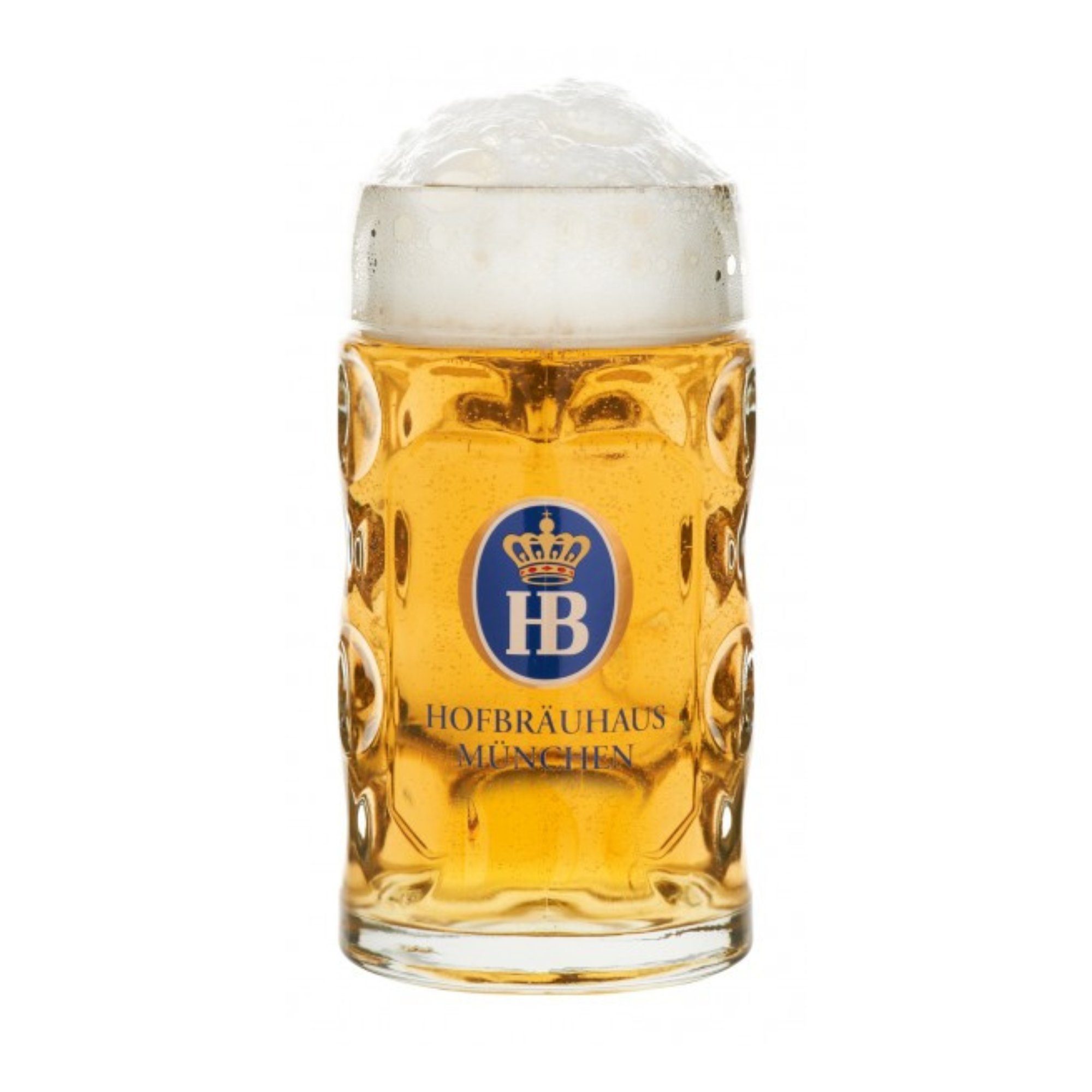 Hofbräuhaus München Bierkrug HB Glaskrug Isarseidel 1 L Bierkrug