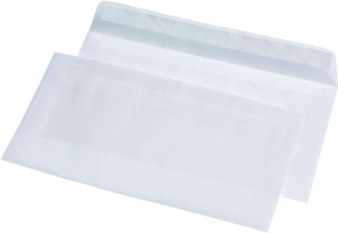 mayer-network GmbH Briefumschlag 100 Briefumschläge Din lang transparent weiss aus hochwertigen Satin