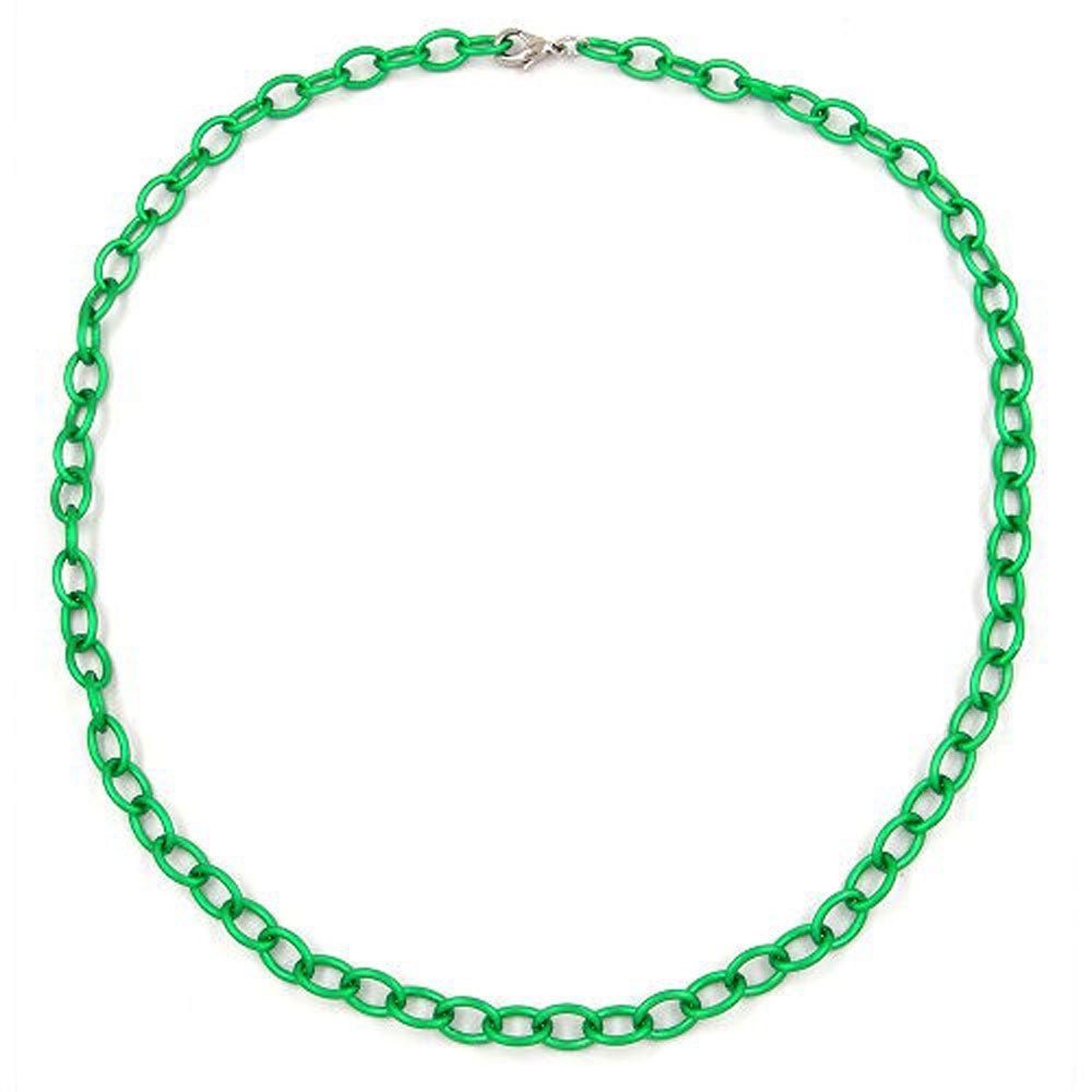 unbespielt Collier Modeschmuck Anker-Kette oval grün seidig-glänzend 50 cm, Modeschmuck für Damen