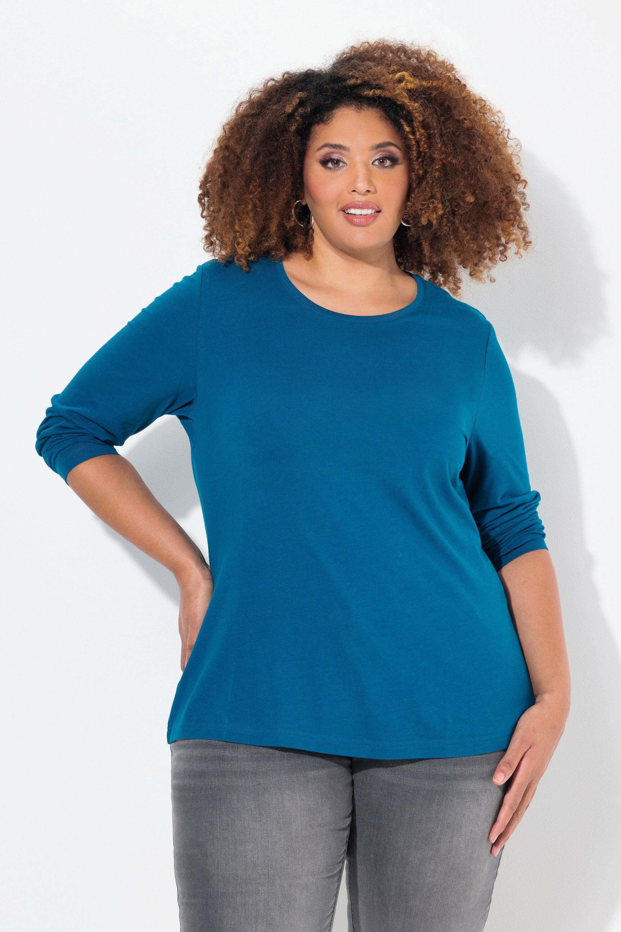 Ulla Popken T-Shirt Shirt Slim Rundhalsausschnitt Langarm – Bild 4 von 5