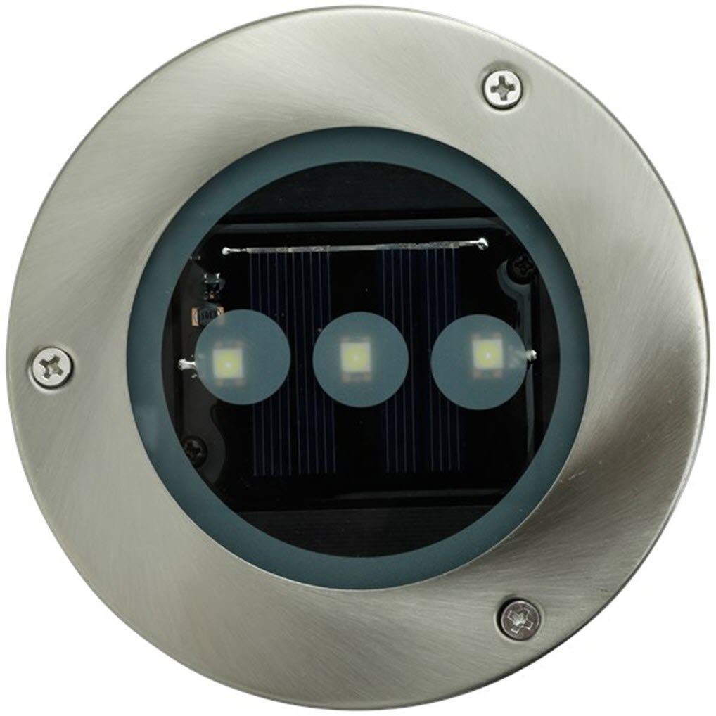 Schou LED Solarleuchte 2 Stück Solar-LED-Bodenlampe Edelstahl Durchm. 12 cm