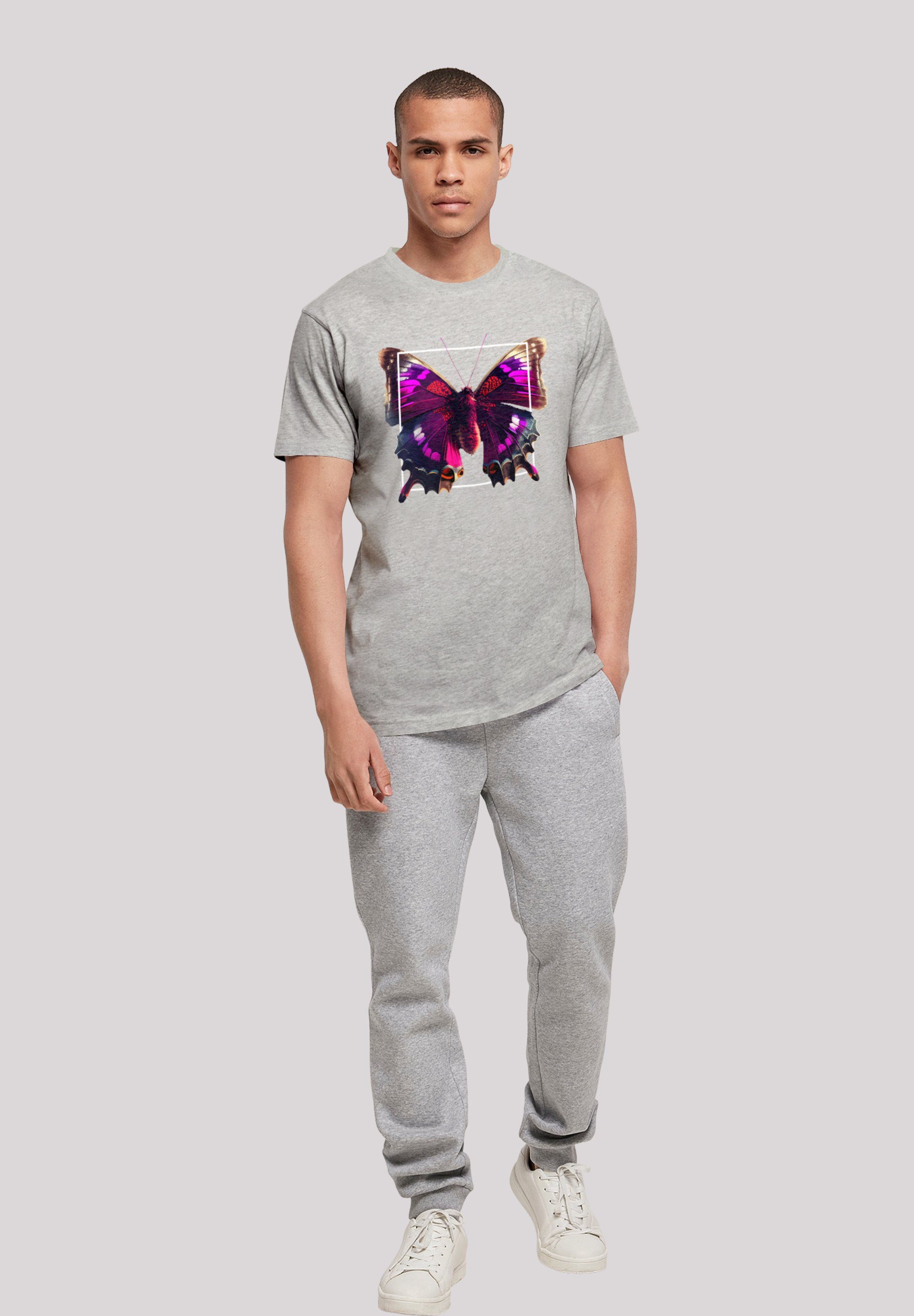 F4NT4STIC grey Print UNISEX Schmetterling T-Shirt TEE heather Pink