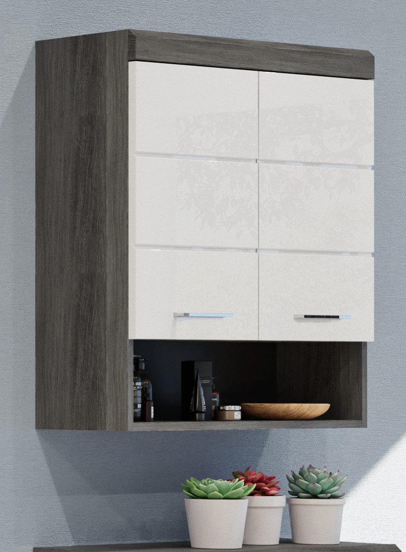 Inn.Furn Hängeschrank Shawn (Badschrank breit, weiß Hochglanz und grau, 2-t günstig online kaufen