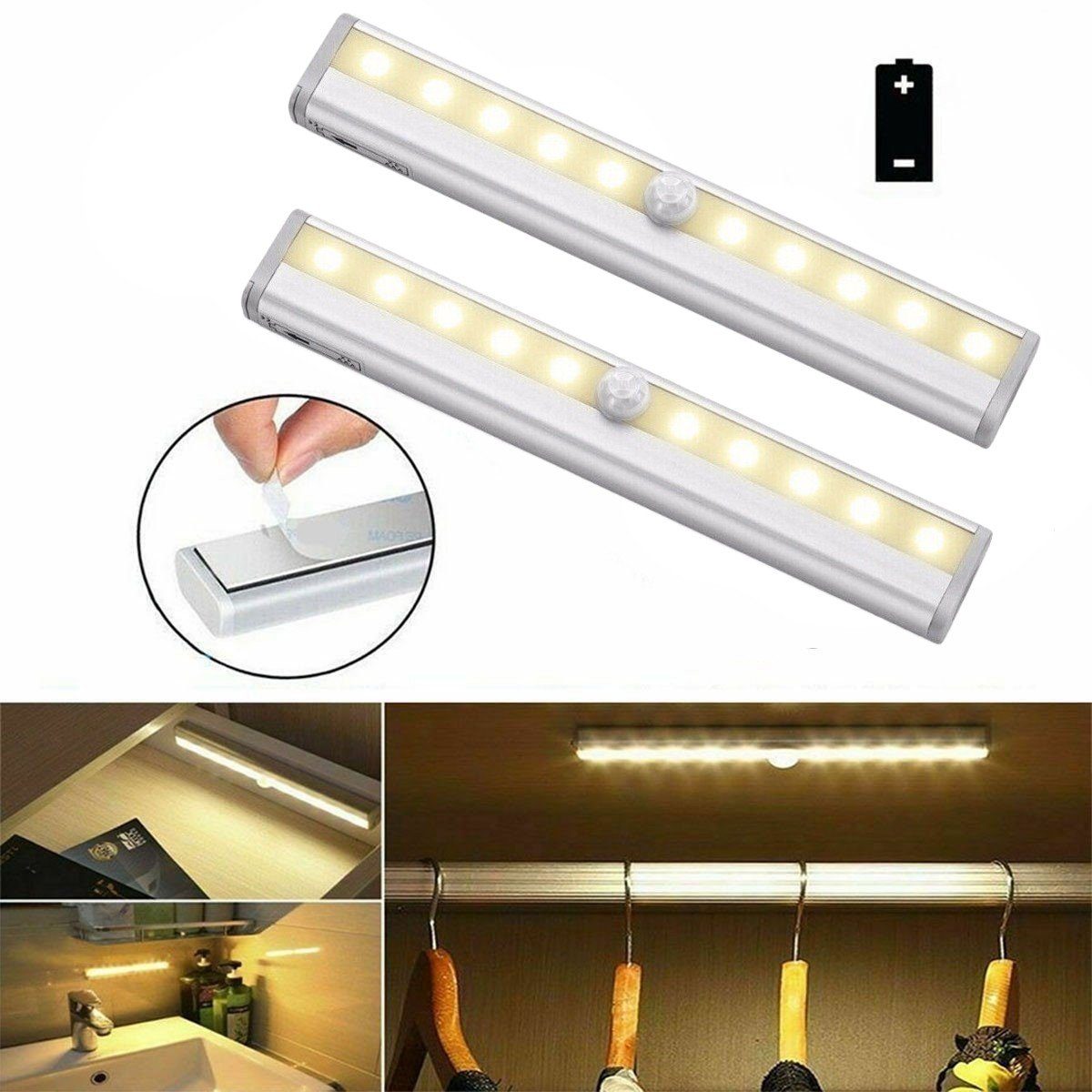 Lampe Küche Sensor, Kaltweiß, 2er integriert, LED LED Unterbauleuchte LED-Schranklichter, Schrank Bewegungsmelder Beleuchtung Lichtleiste 450lm LETGOSPT Leuchte 5W Warmweiß, fest