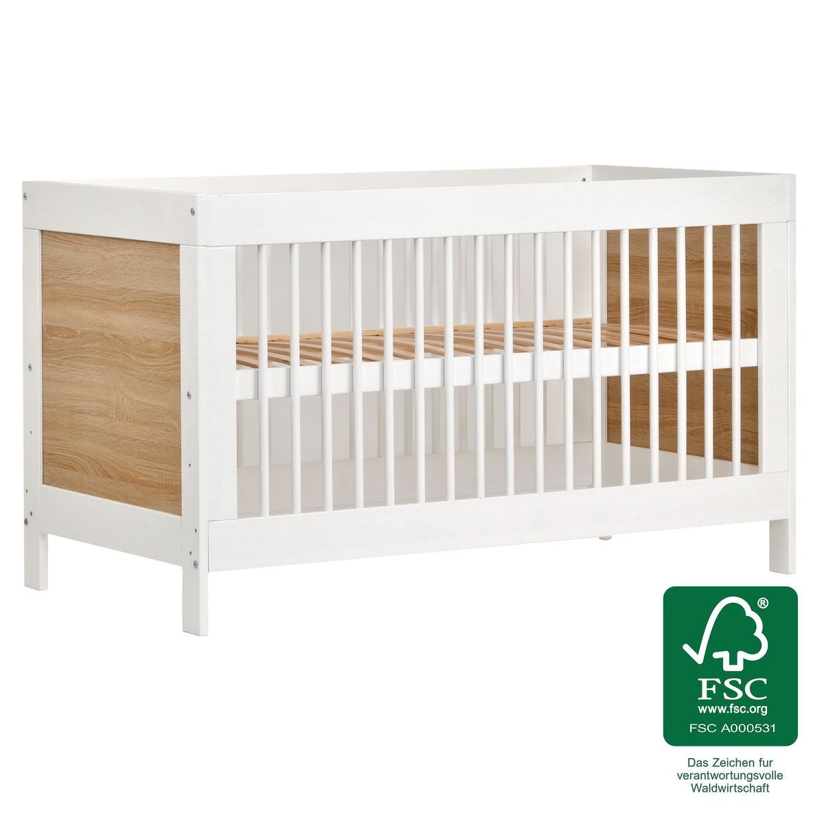 Babybett Erwin - Weiß Eiche