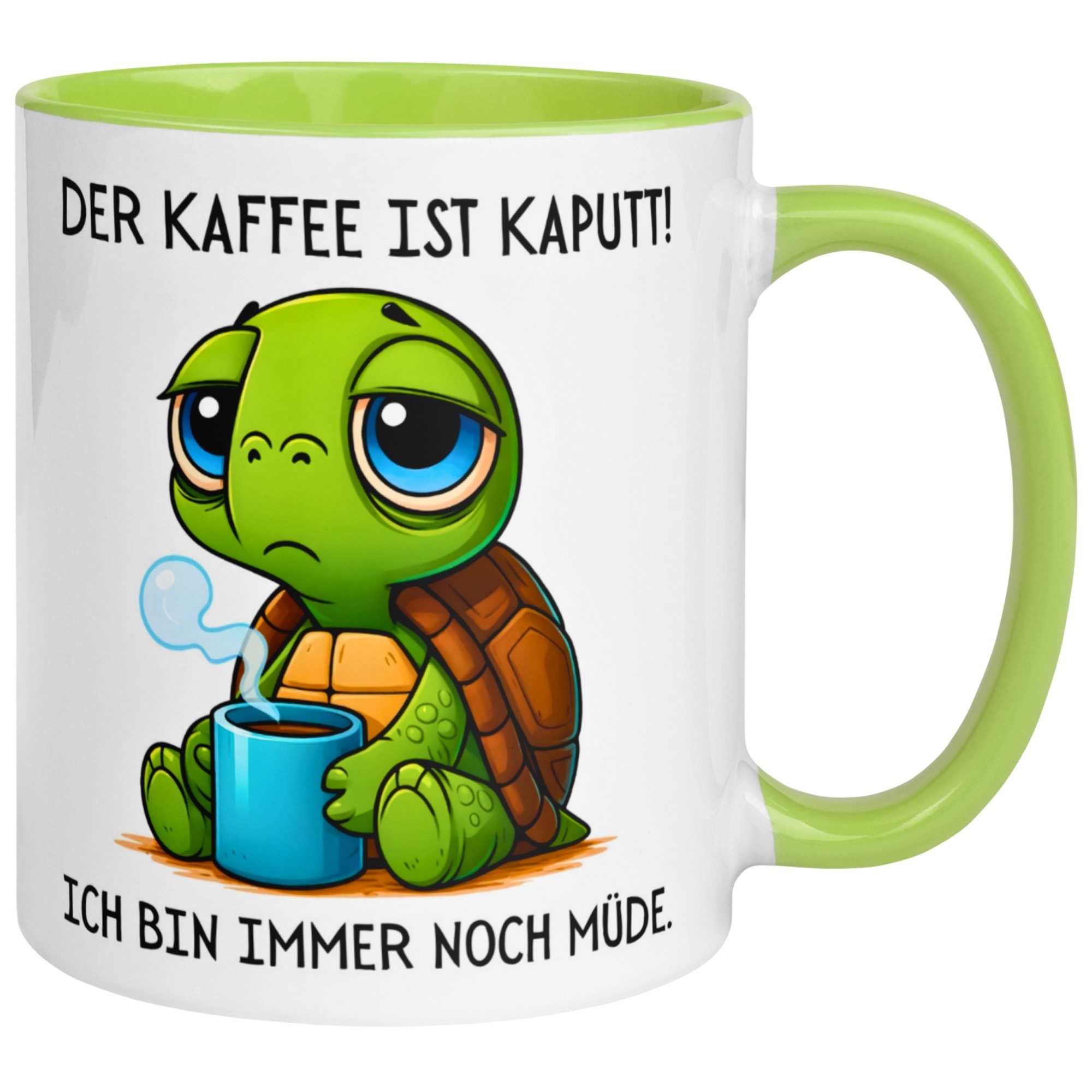 Momentals Tasse Schildkröte – „Der Kaffee ist kaputt“ – lustiges Morgenmuffel Geschenk, Gratis Versand · Links-&Rechtshänder · Spülmaschinenfest
