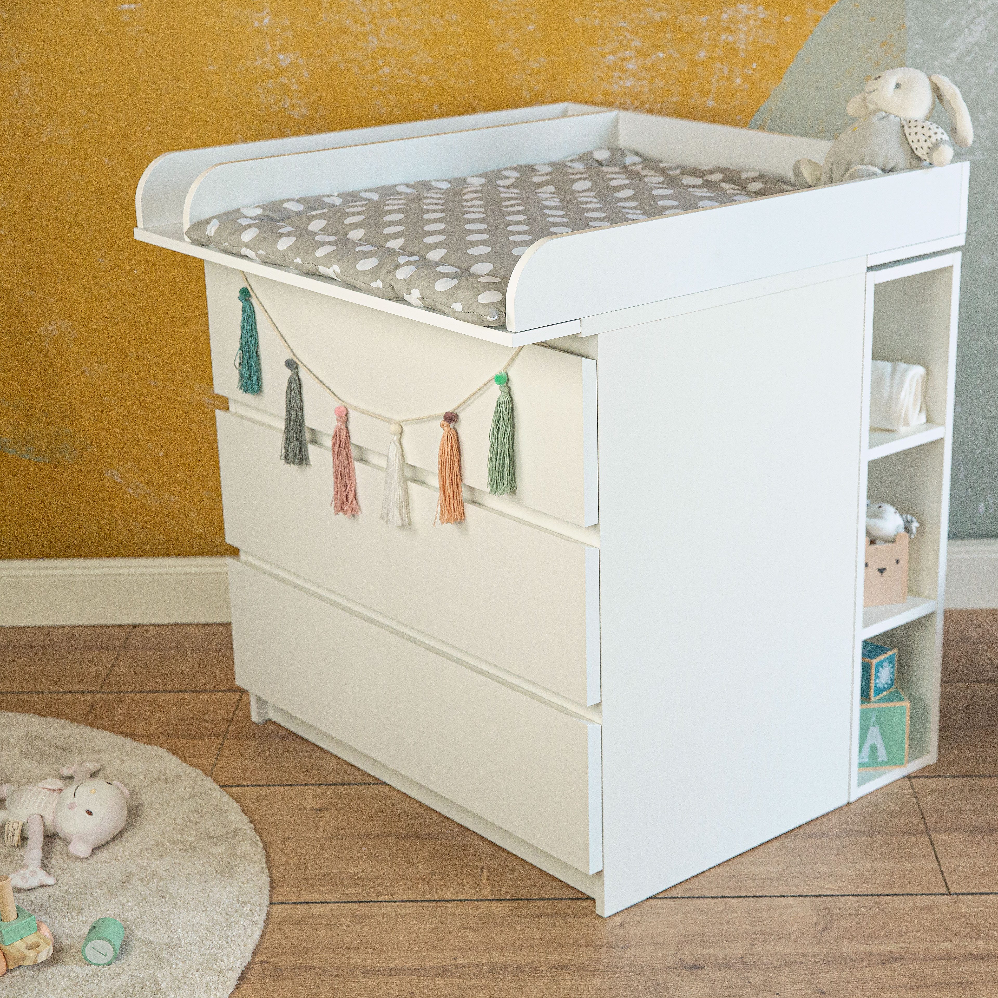 Puckdaddy GmbH Wickelaufsatz Peer (80x11x78cm) für IKEA Malm Kommoden, Wickelaufsatz für IKEA Malm Kommode