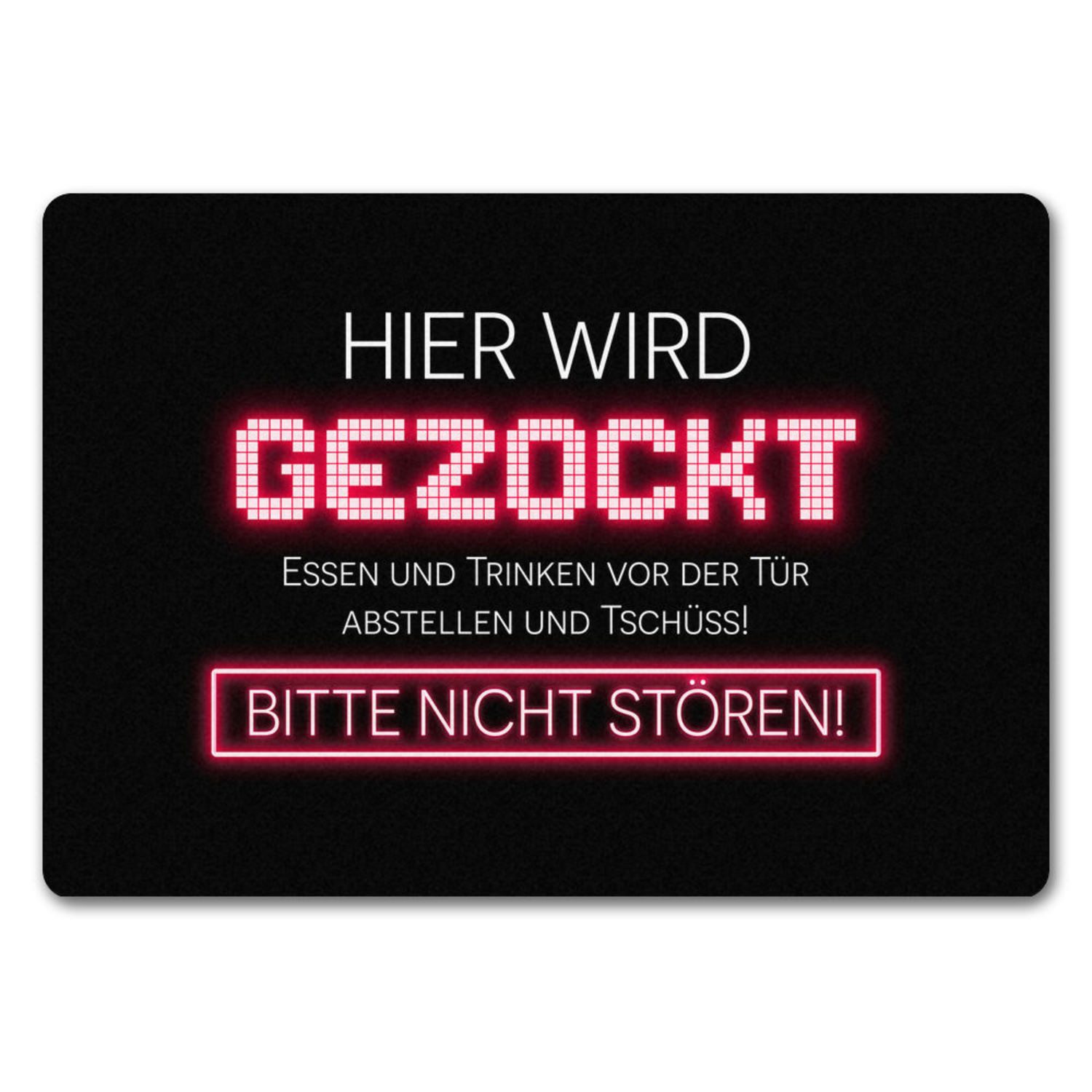 Fußmatte Hier wird gezockt Fußmatte in 35x50 cm ohne Rand für Gamer in rot