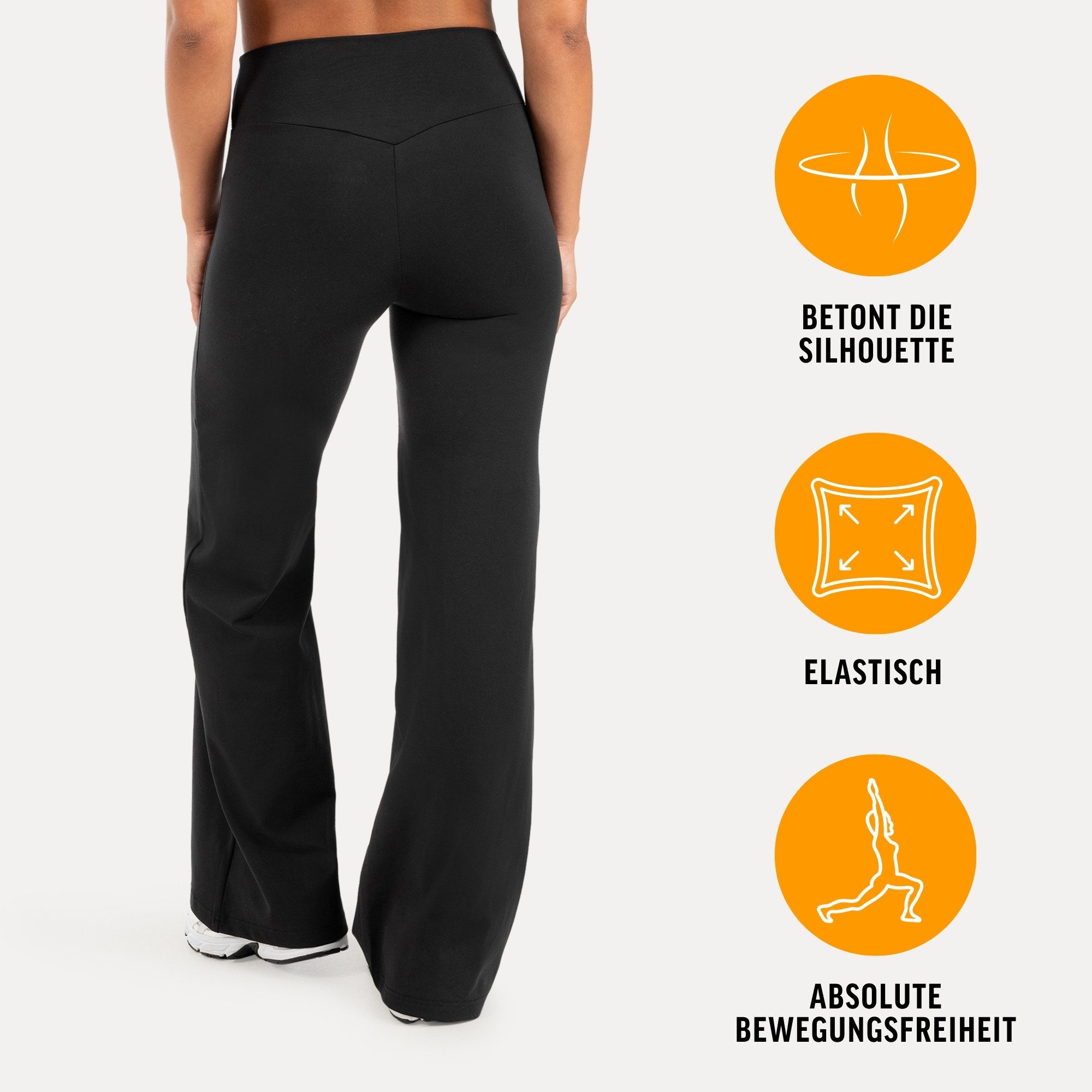 Smilodox Leggings Neola Damen, Schlaghose, V-Shape Bund, für Fitness & Alltag Flared Bein, Performance Stretch, Shaping, Soft Touch – Bild 2 von 5