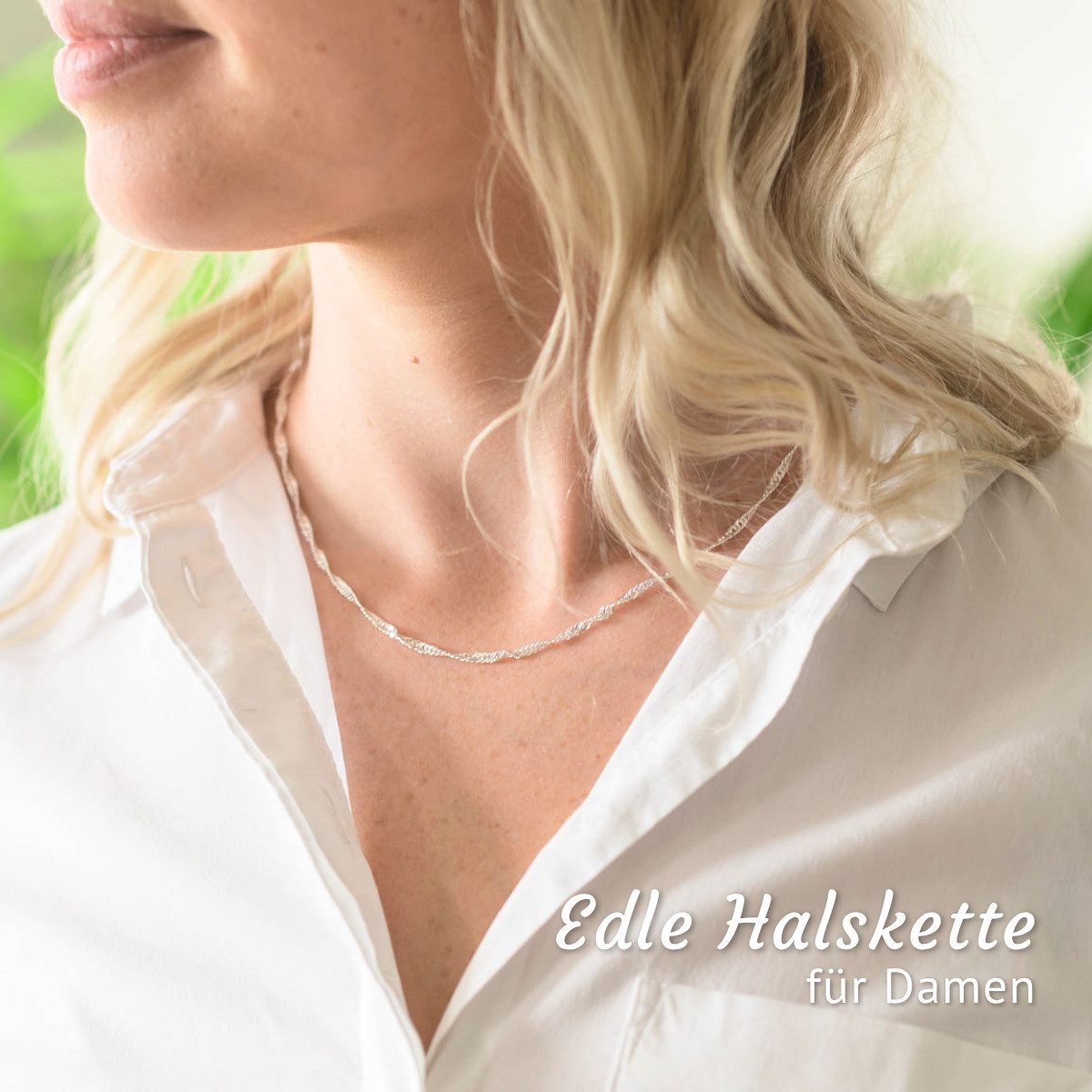 Materia Silberkette Damen Singapurkette glänzend K95, 925 Sterling Silber