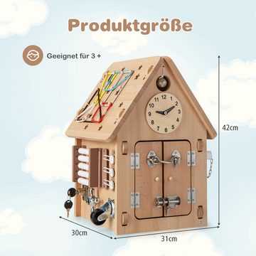 KOMFOTTEU Puppenhaus, Spielzeughaus aus Holz mit 23 Zubehör & Stauraum