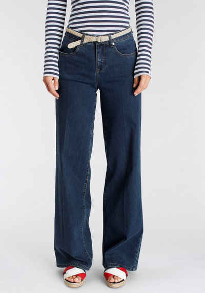 DELMAO Weite Jeans (Set, 2-tlg., mit Gürtel) mit modischem Flechtgürtel ---NEUE MARKE!