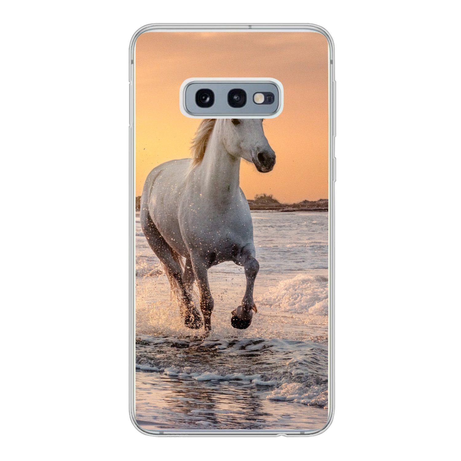 MuchoWow Handyhülle für Samsung Galaxy S10e Pferde - Sonne - Meer - Strand - Tiere, Phone Case, Silikon, Schutzhülle Dünn