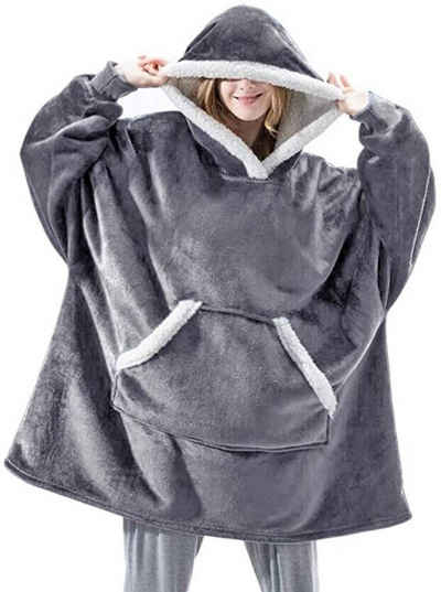 vokarala Fleecepullover Pullover Damen Hoodie Oversize kapuzenweatshirt Wohndecke Tragbare Decke mit Ärmeln zum Anziehen als Geschenke für Frauen Männer