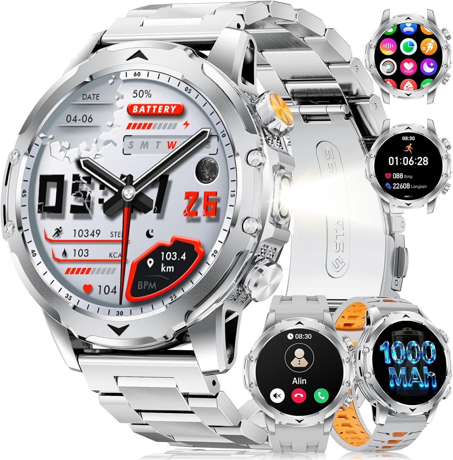 FITFLEX EF23-H Smartwatch (3,8 cm, android ios), Hochwertige Smartwatch für Alltag Sport