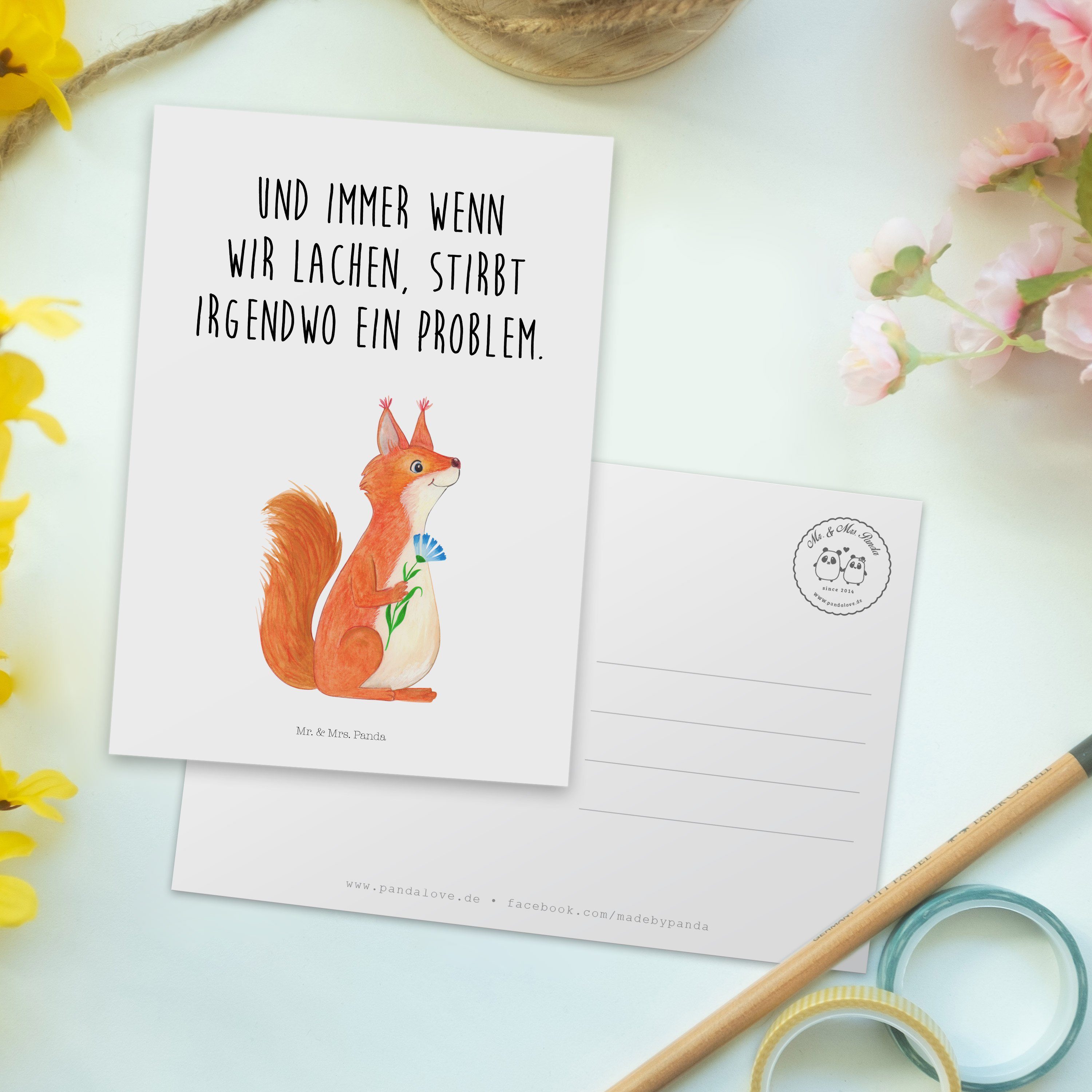 Motivation Mrs. Weiß Sprü Geschenk, lustige Blume Eichhörnchen - Panda Bilder, Mr. Postkarte & -