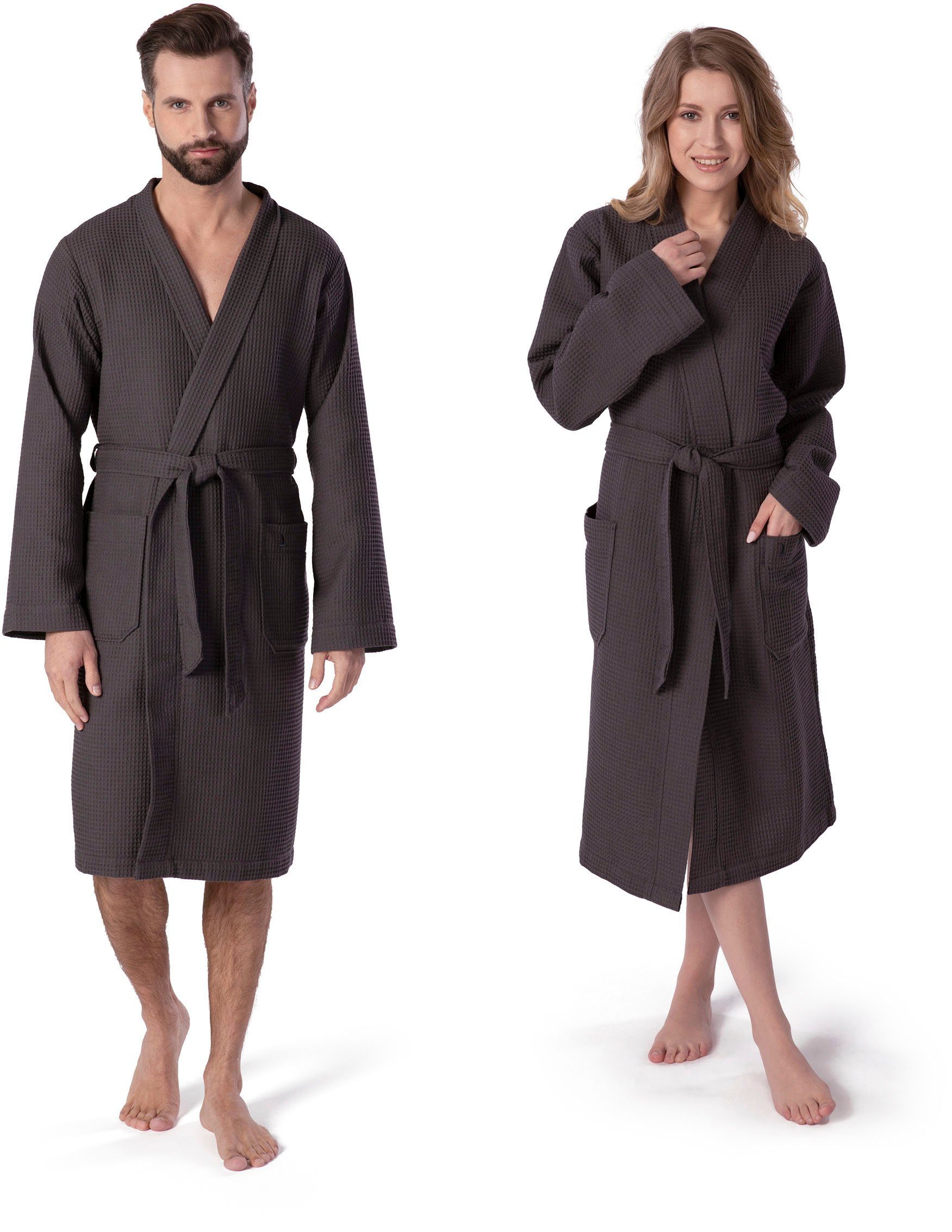 Piqué, Möve 100% Aus Baumwolle Homewear, Kimono Kimono-Kragen, hergestellt Kurzform, Gürtel, Piquée-Oberfläche,