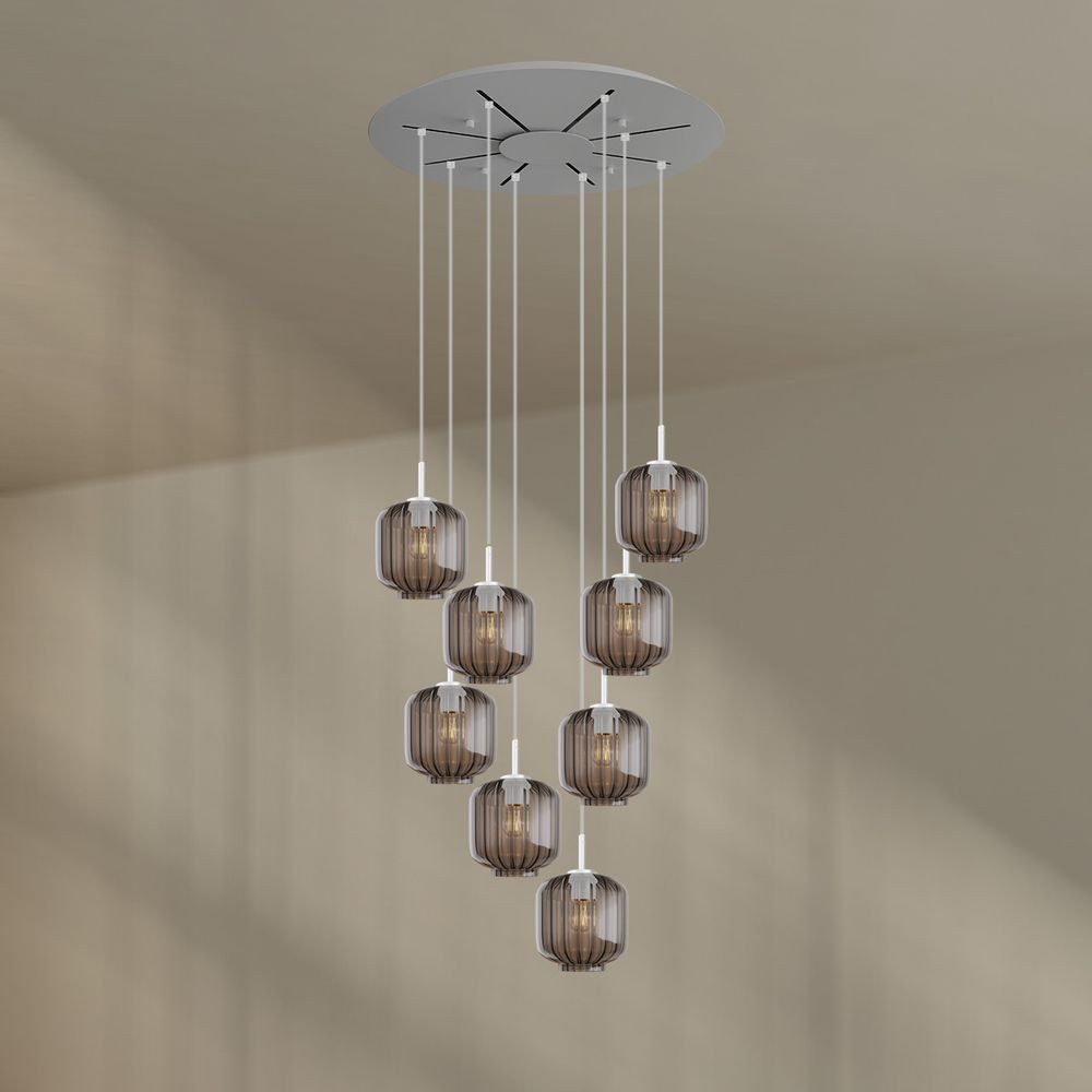 s.luce Pendelleuchte Velo Galerieleuchte 8-flammig Ø 80cm Baldachin Ø 20cm Rauch