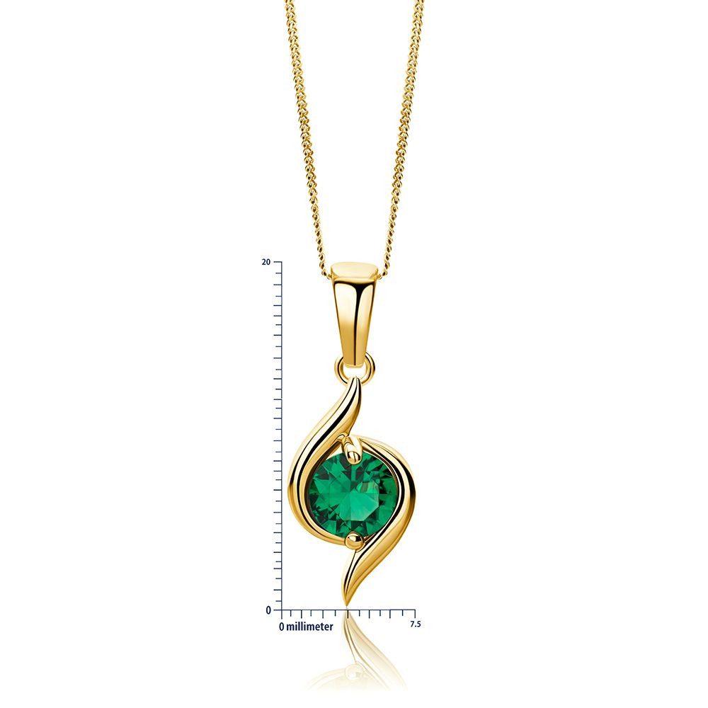 Miore Kette mit Anhänger Damen 9k (375) Gelbgold mit Smaragd, Saphir, Rubin oder blauem Topas, Panzerkette Echtgold mit 45cm Länge