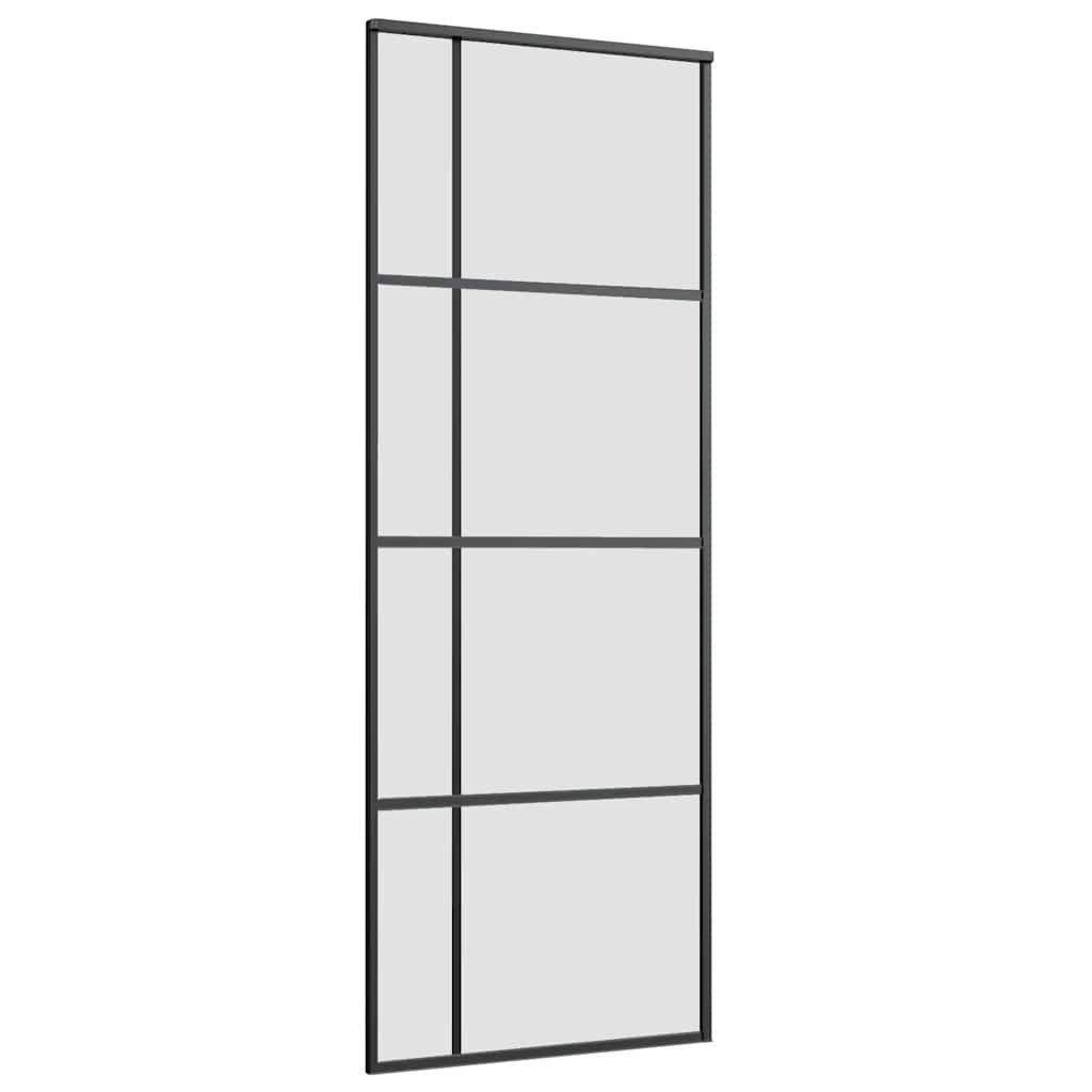 vidaXL Zimmertür Schiebetür mit Beschlag 76x205 cm ESG-Glas Aluminium