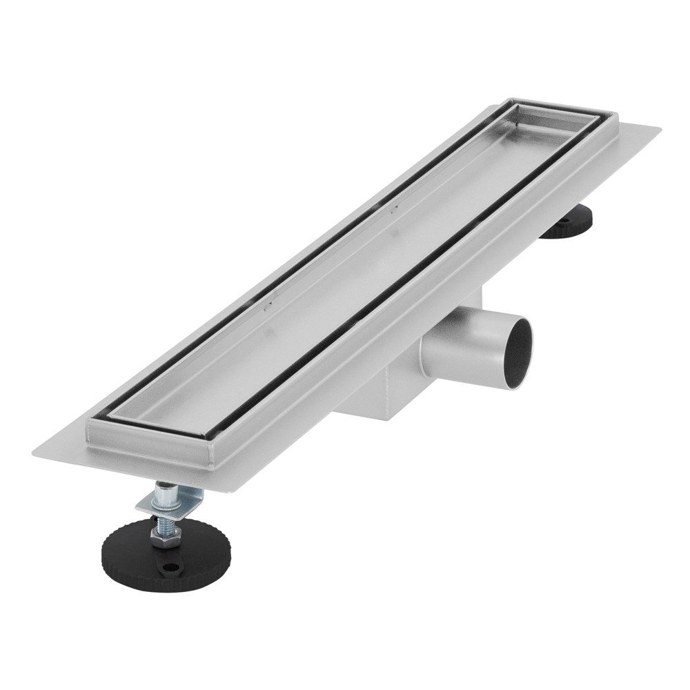 LuxeBath Duschrinne Edelstahl Doppelseitige Bodenablauf 2in1, Komplettset Bodenbefestigung, Duschablauf, Siphon mit Geruchsstop, Haarsieb, Ablaufrinne Dusche