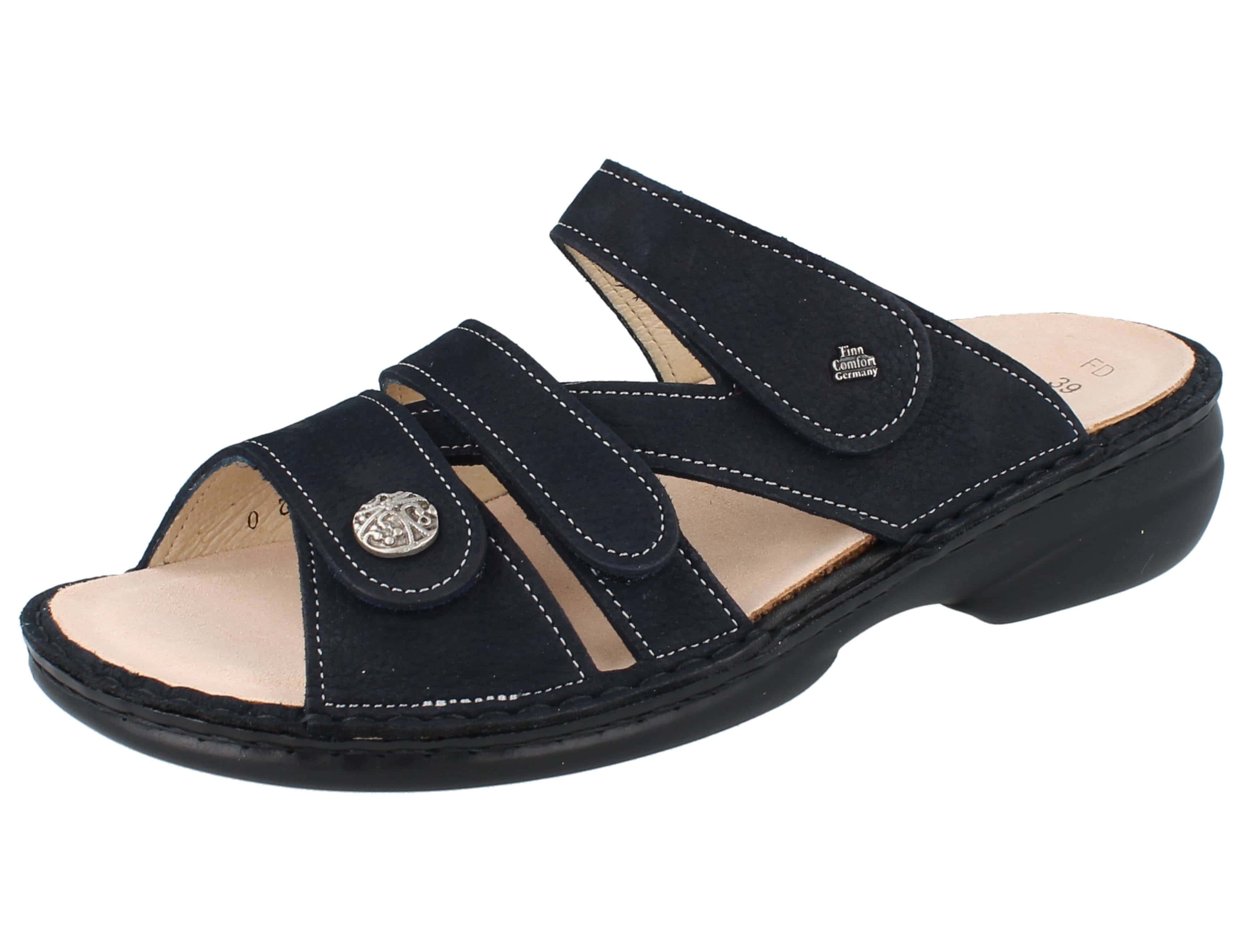 Finn Comfort FINN COMFORT Ventura Soft Damen Pantolette dunkelblau Nubukleder - Pantolette Wechselfußbett