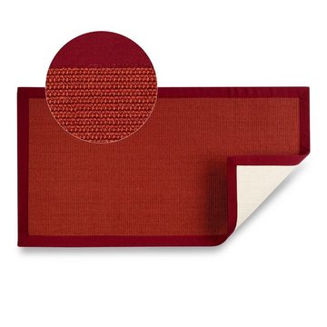 Sisalteppich Amazonas Rot, Teppich in 6 Größen, Teppichläufer, casa pura, rechteckig, Höhe: 6 mm, Mit Bordüre