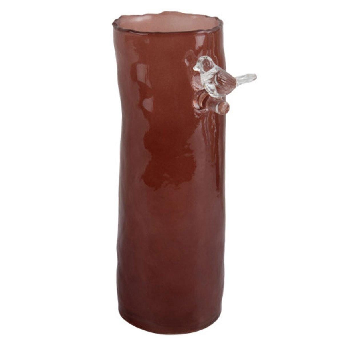 Present Time Dekovase Vase mit Vogel Bird on Branch Red Ochre (27cm)