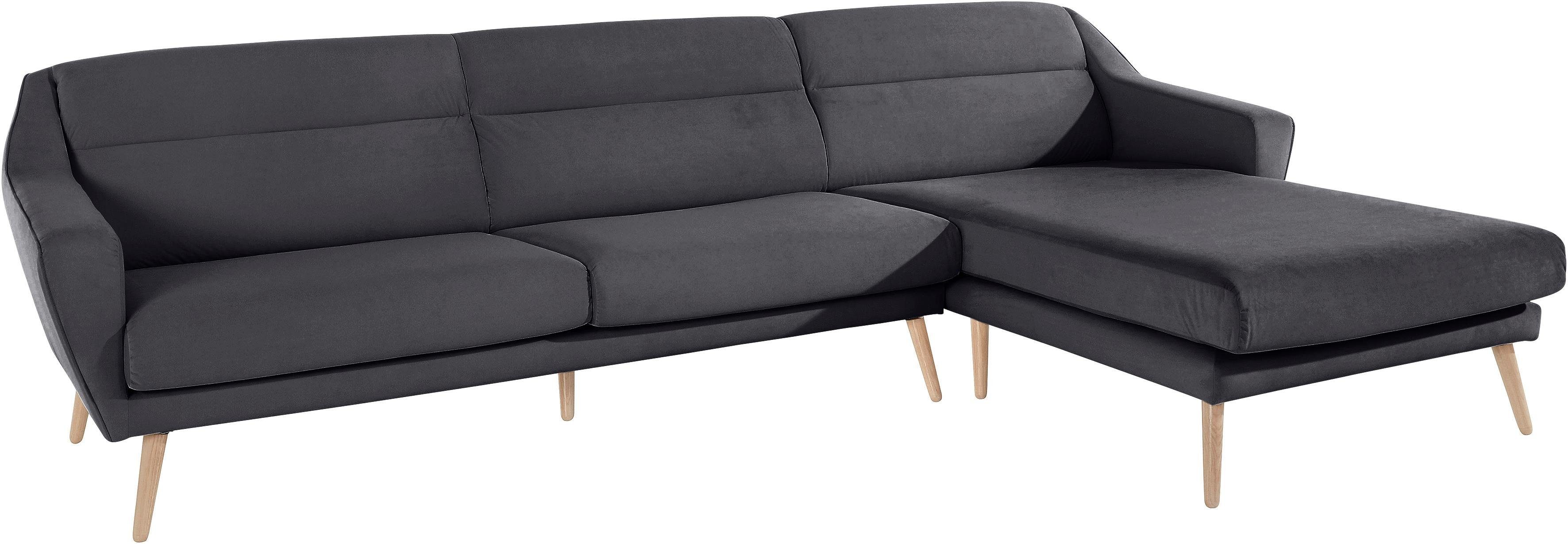 andas Ecksofa "Bille L-Form" mit Naht im Rückenkissen und Beinen aus Eichen günstig online kaufen