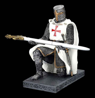 Figuren Shop GmbH Dekofigur Ritter Figur mit Kugelschreiber - Knight's Oath - Mittelalter Dekofigur Stifthalter